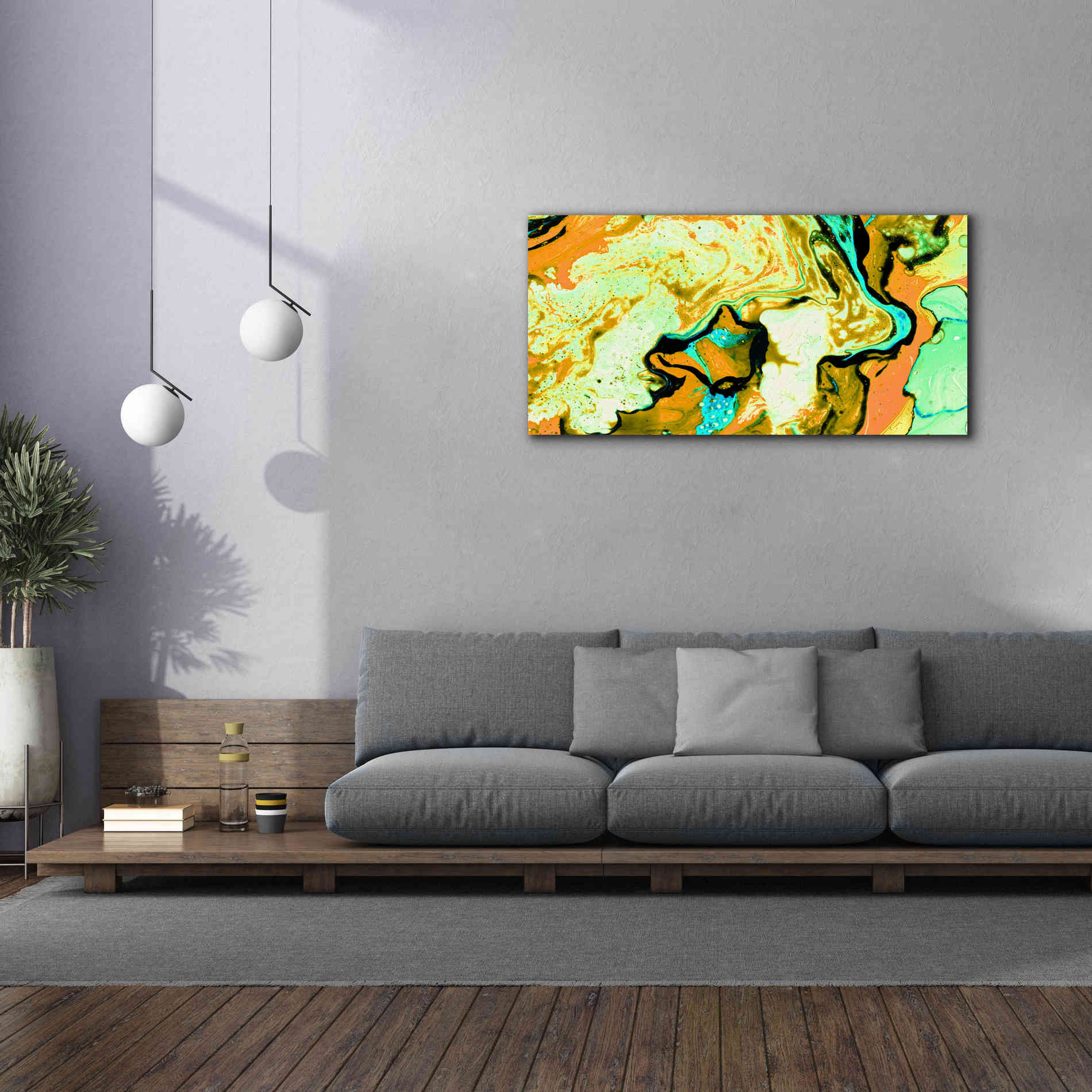 'Orange Lava' Canvas Wall Art,60 x 30