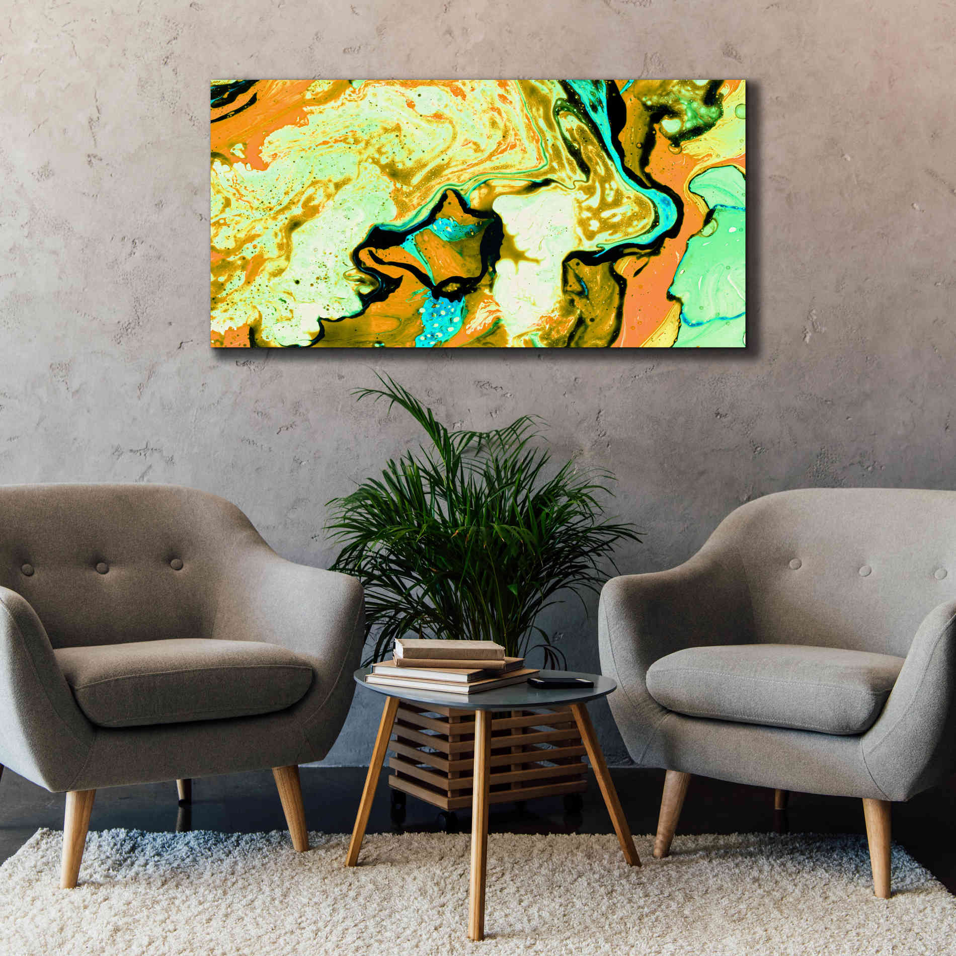 'Orange Lava' Canvas Wall Art,60 x 30