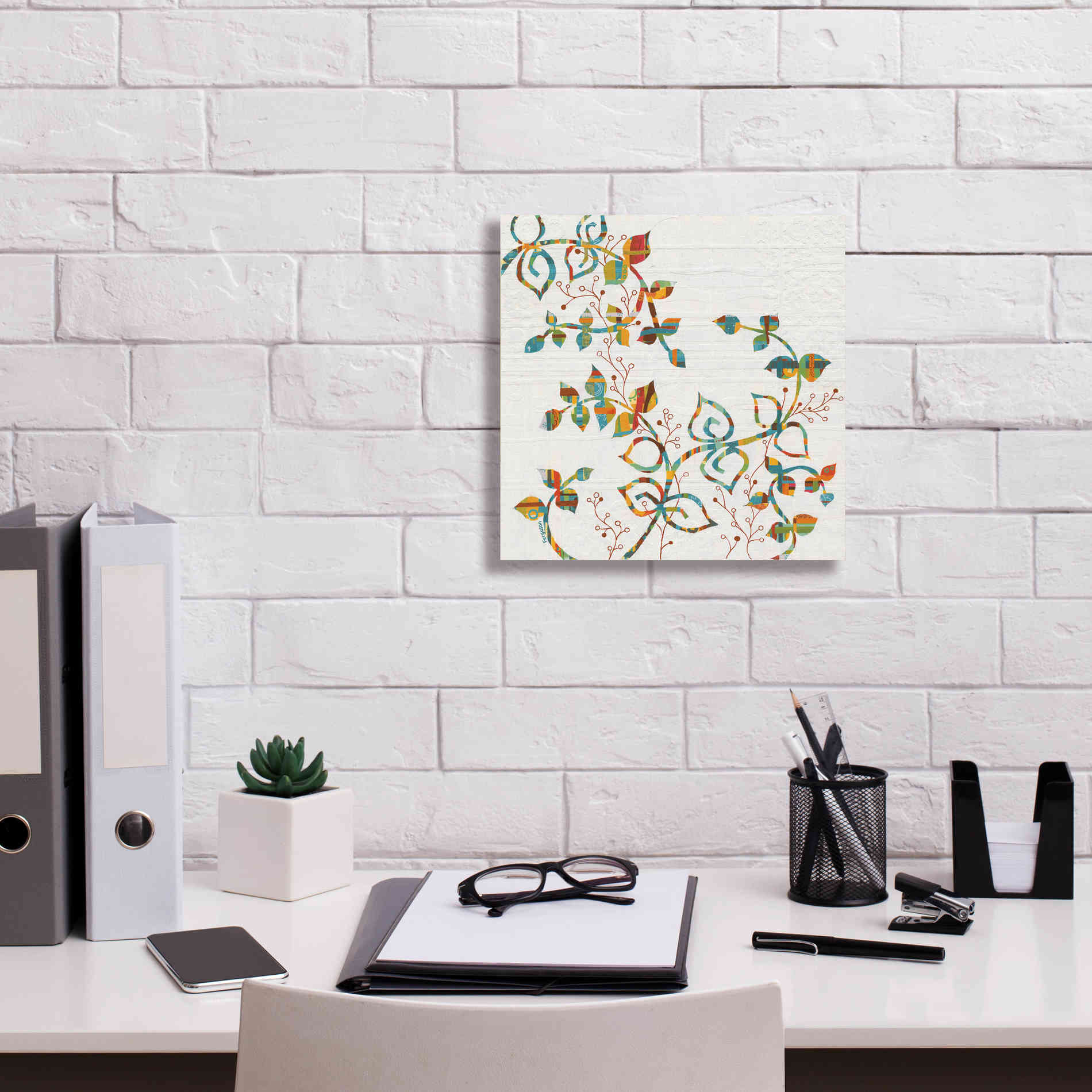 'Rainbow Vines with Berries Spice' by Kathy Ferguson, Canvas Wall Art,12 x 12