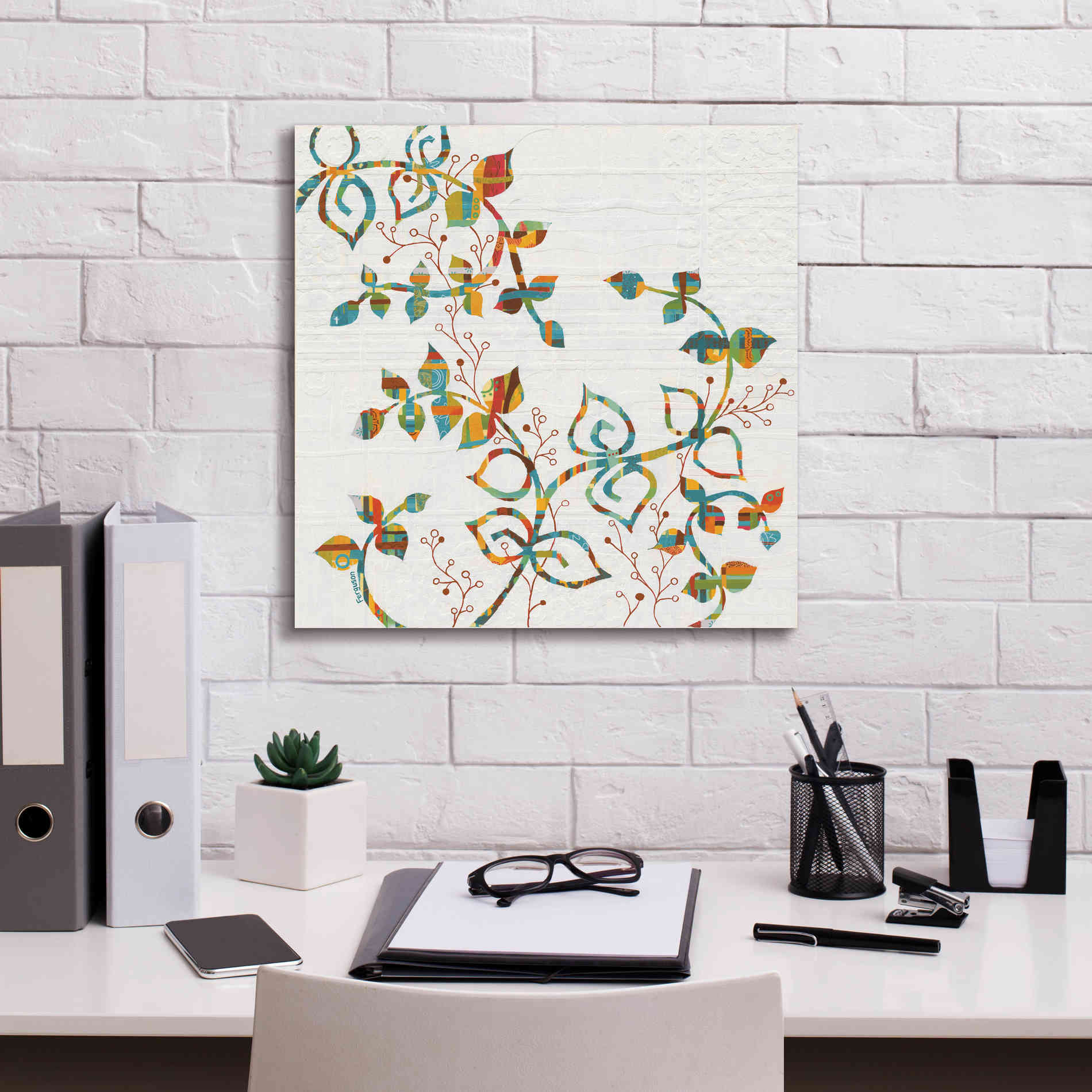 'Rainbow Vines with Berries Spice' by Kathy Ferguson, Canvas Wall Art,18 x 18