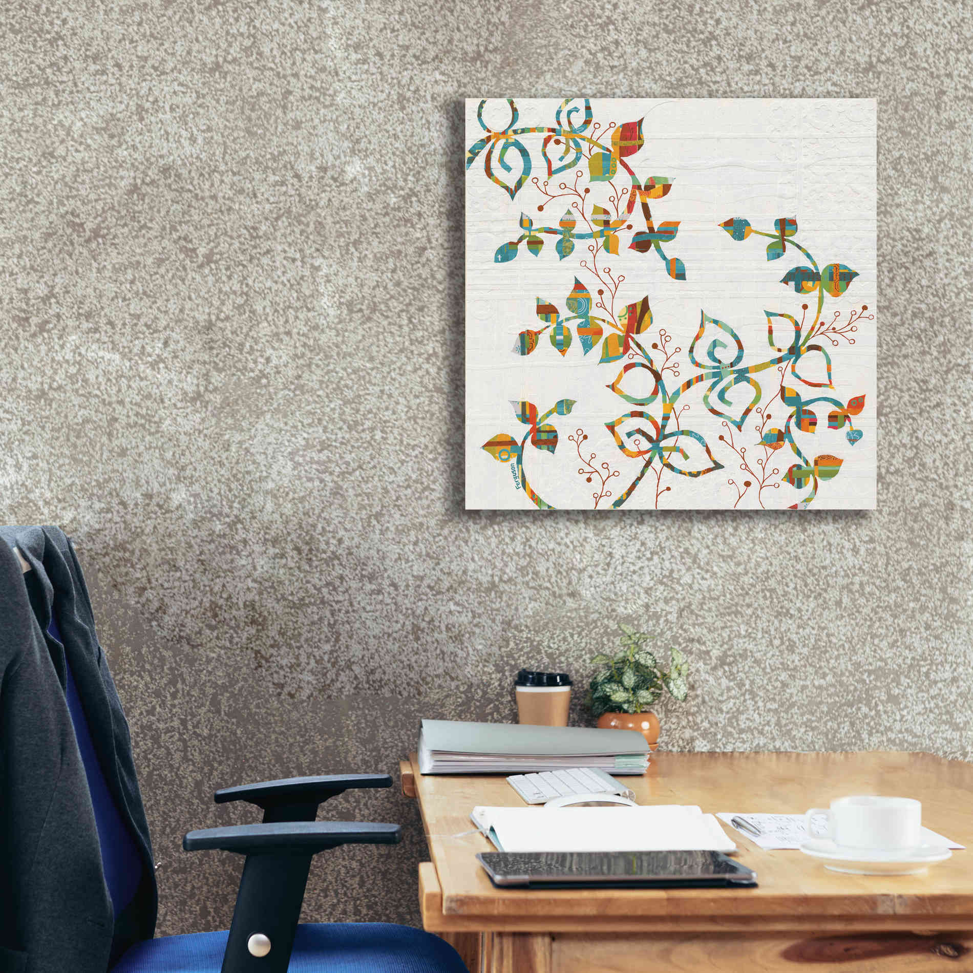 'Rainbow Vines with Berries Spice' by Kathy Ferguson, Canvas Wall Art,26 x 26