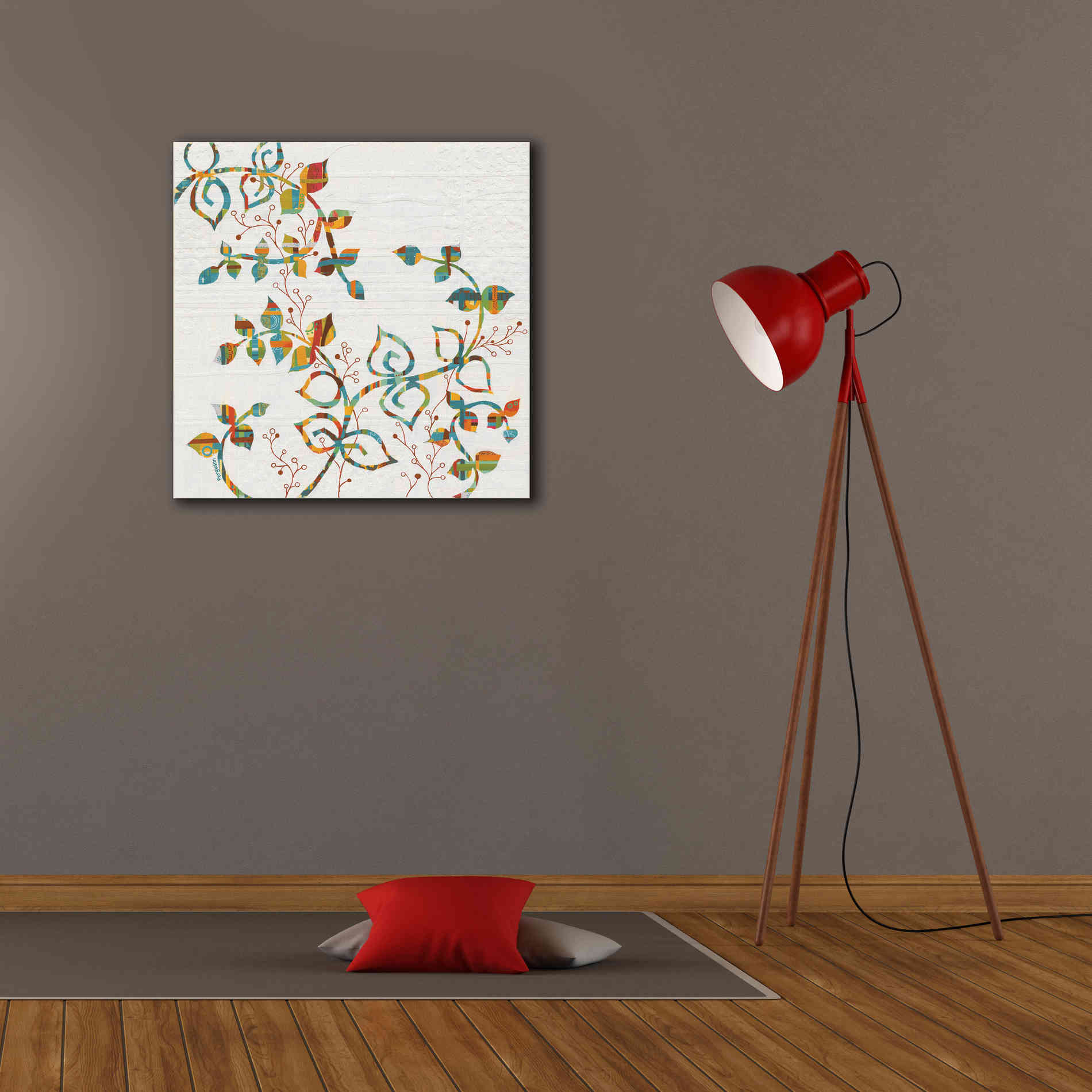 'Rainbow Vines with Berries Spice' by Kathy Ferguson, Canvas Wall Art,26 x 26