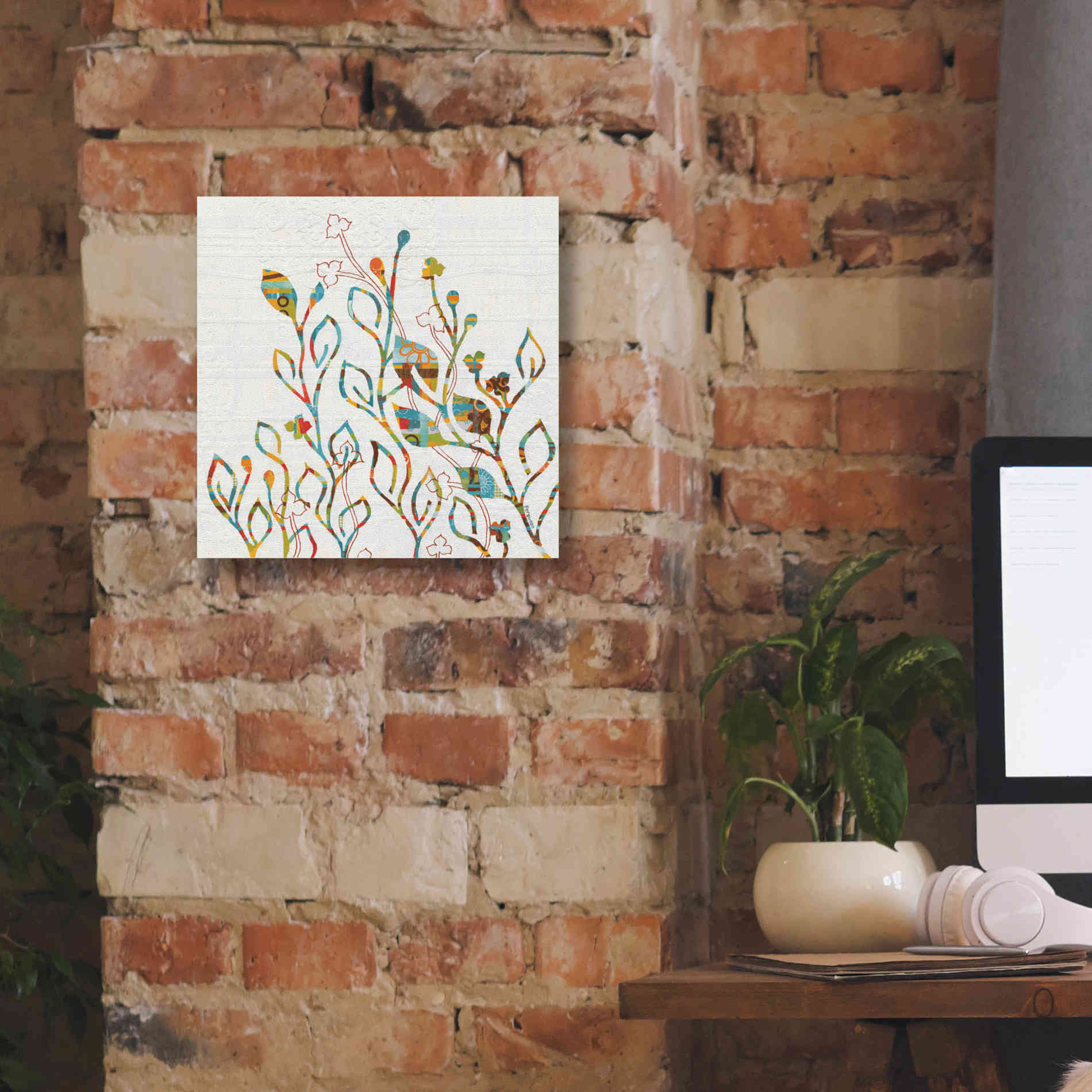 'Rainbow Vines with Flowers Spice' by Kathy Ferguson, Canvas Wall Art,12 x 12