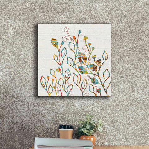 Image of 'Rainbow Vines with Flowers Spice' by Kathy Ferguson, Canvas Wall Art,18 x 18