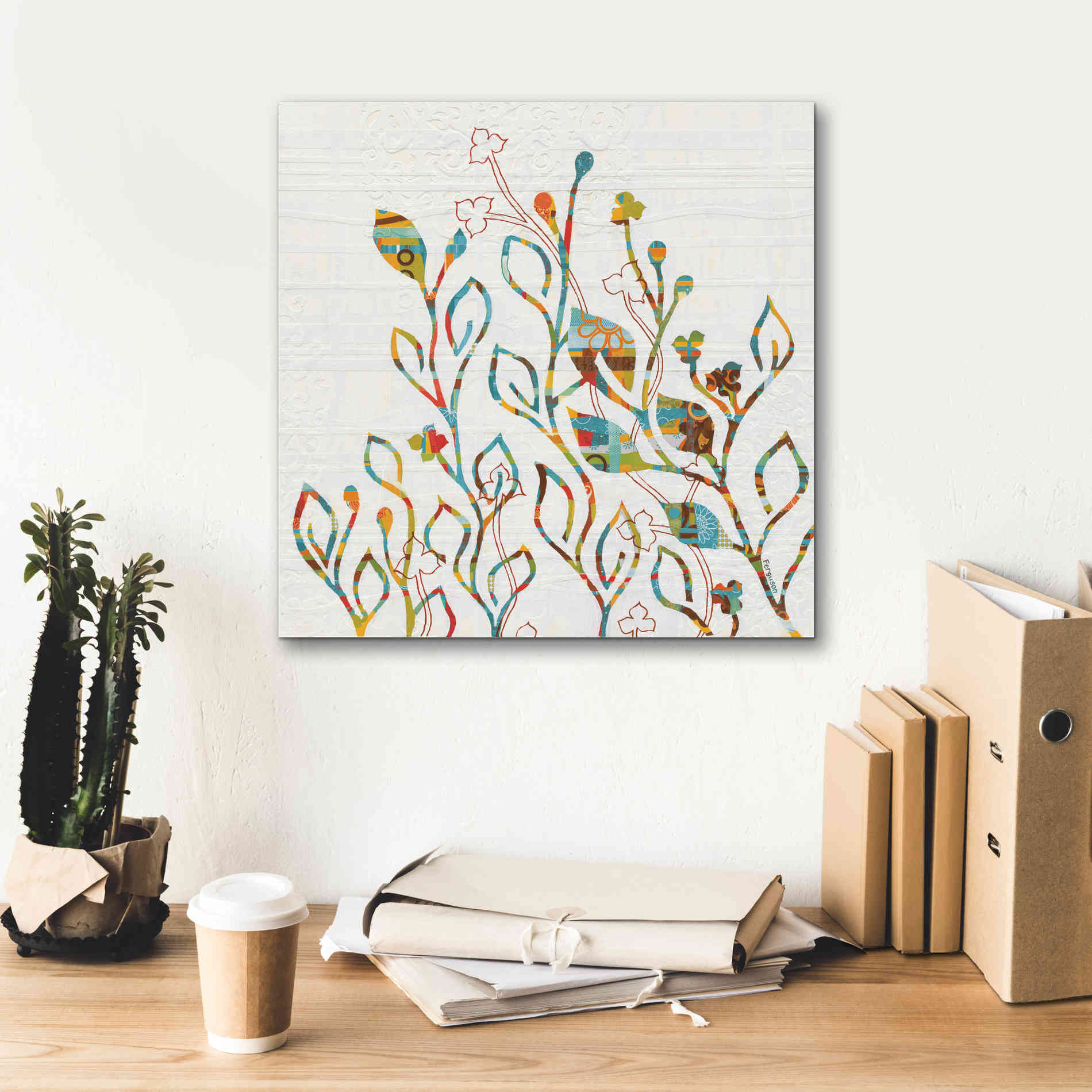 'Rainbow Vines with Flowers Spice' by Kathy Ferguson, Canvas Wall Art,18 x 18