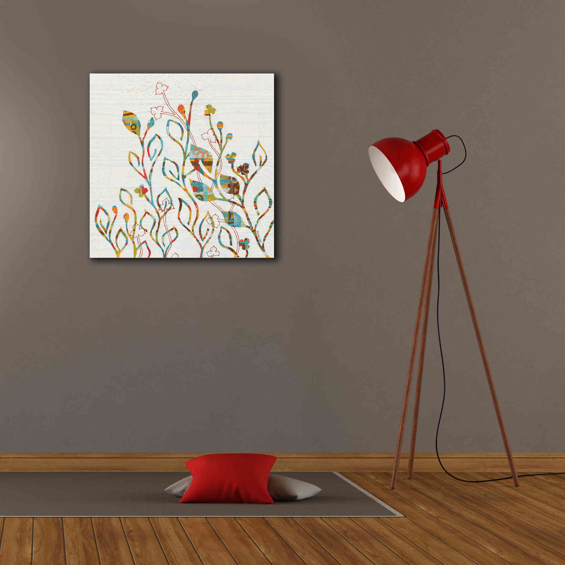 'Rainbow Vines with Flowers Spice' by Kathy Ferguson, Canvas Wall Art,26 x 26