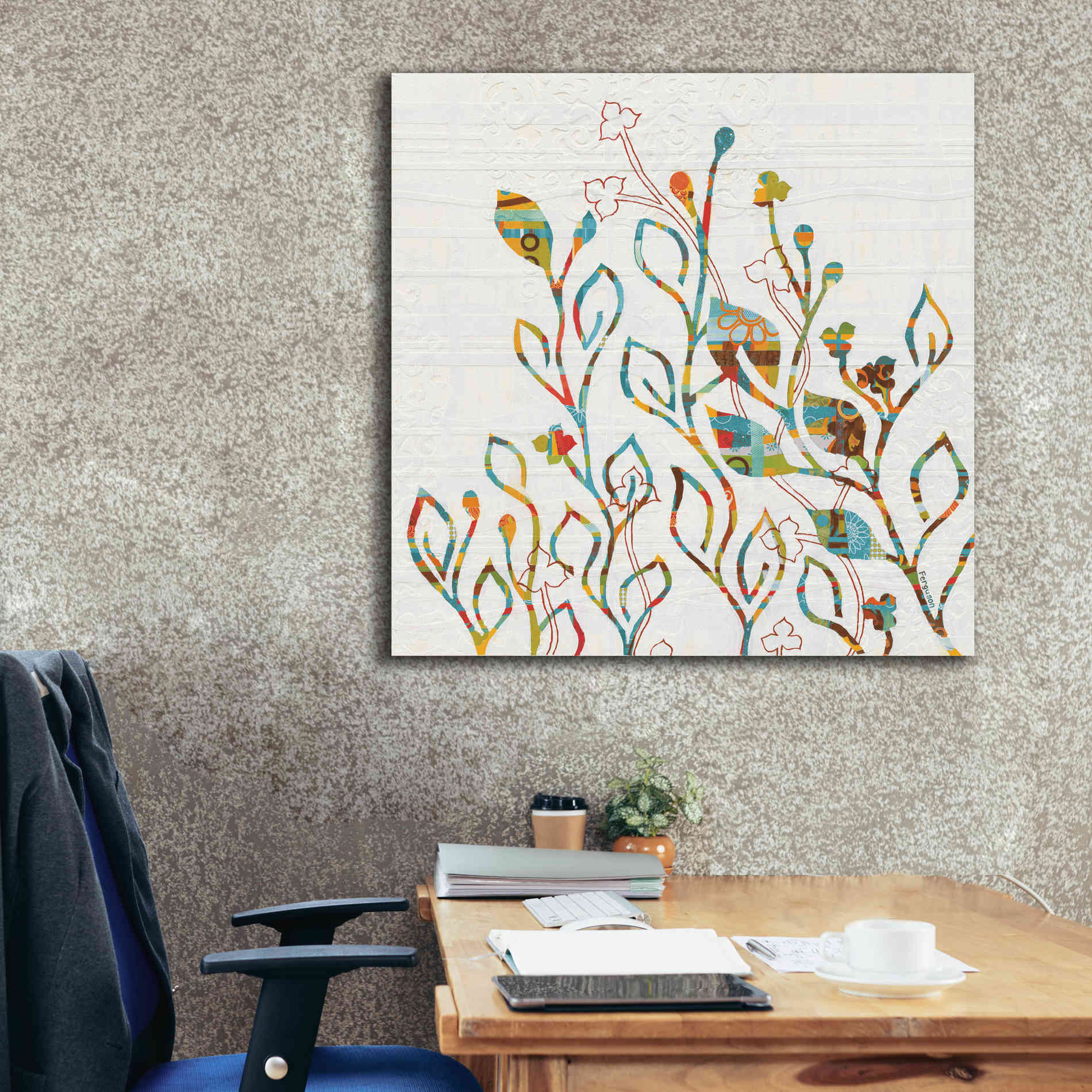 'Rainbow Vines with Flowers Spice' by Kathy Ferguson, Canvas Wall Art,37 x 37