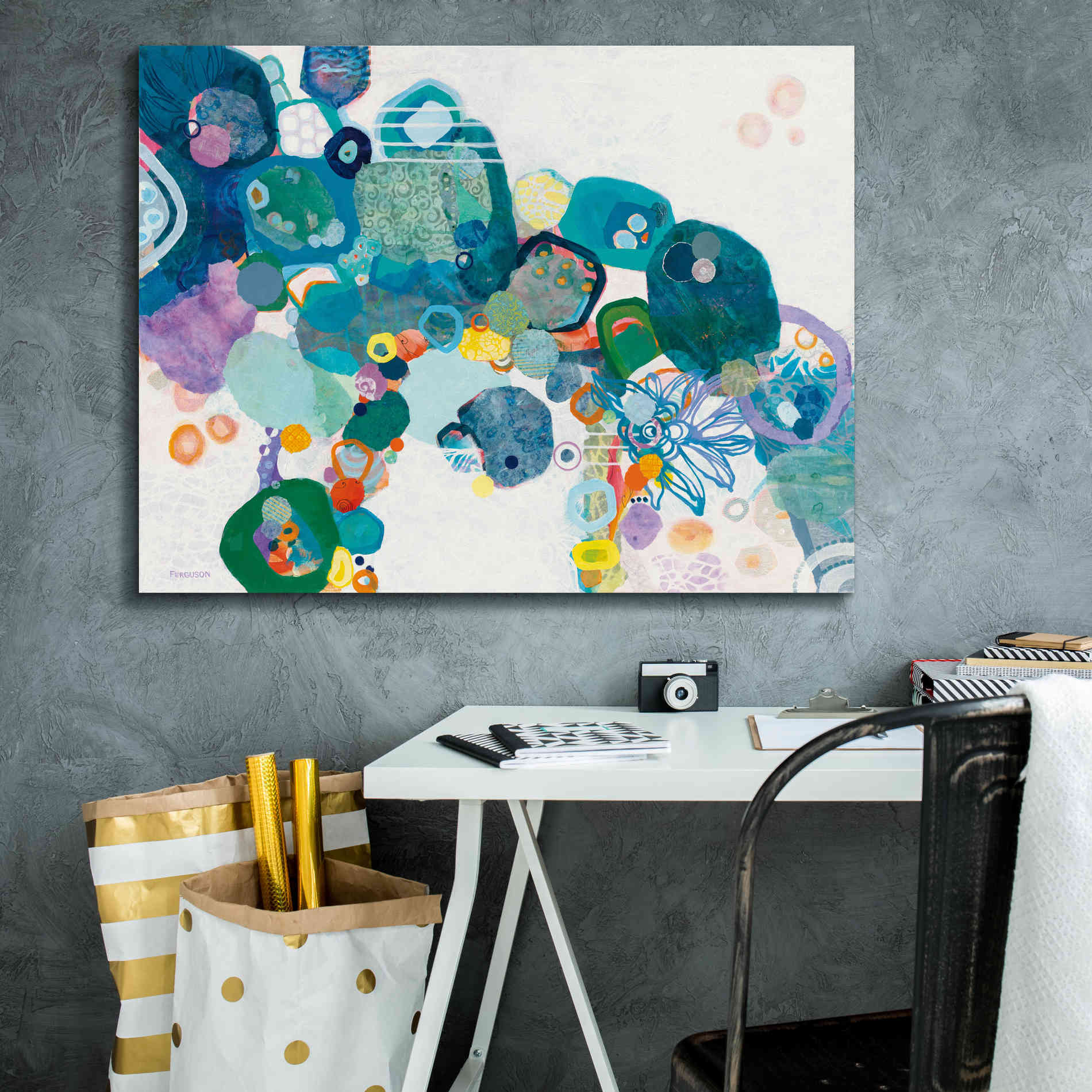 'Bridging our Differences' by Kathy Ferguson, Canvas Wall Art,34 x 26