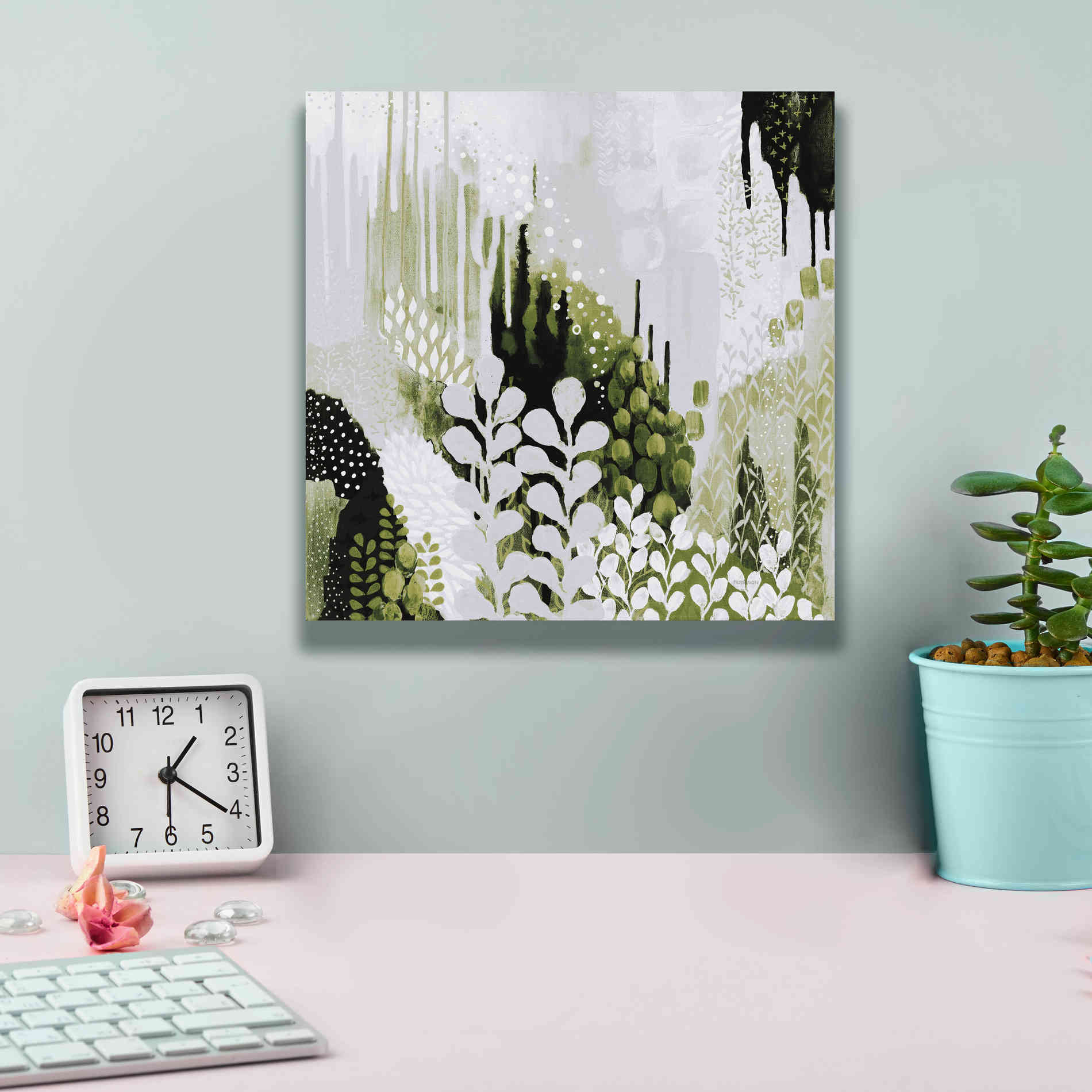 'BW Forest II with Green' by Kathy Ferguson, Canvas Wall Art,12 x 12