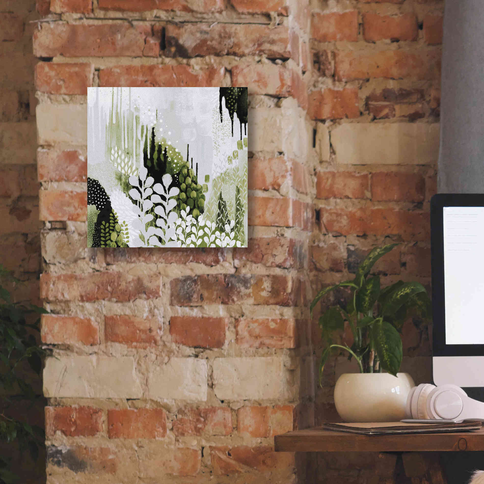 'BW Forest II with Green' by Kathy Ferguson, Canvas Wall Art,12 x 12