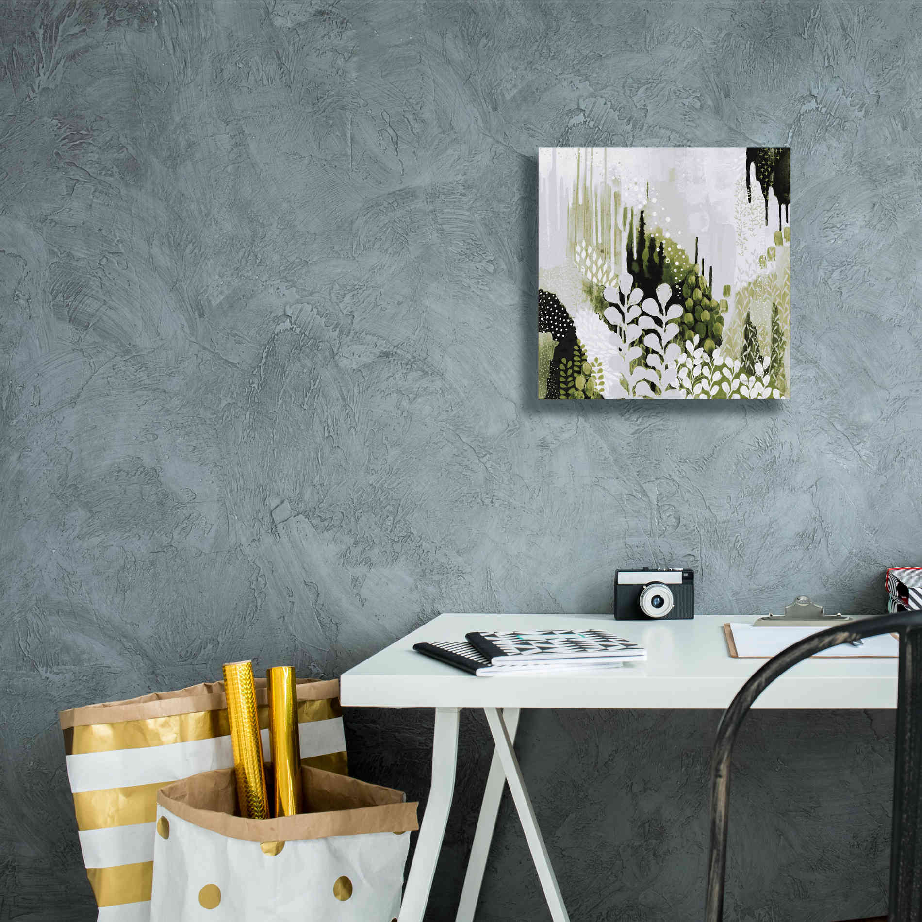 'BW Forest II with Green' by Kathy Ferguson, Canvas Wall Art,12 x 12