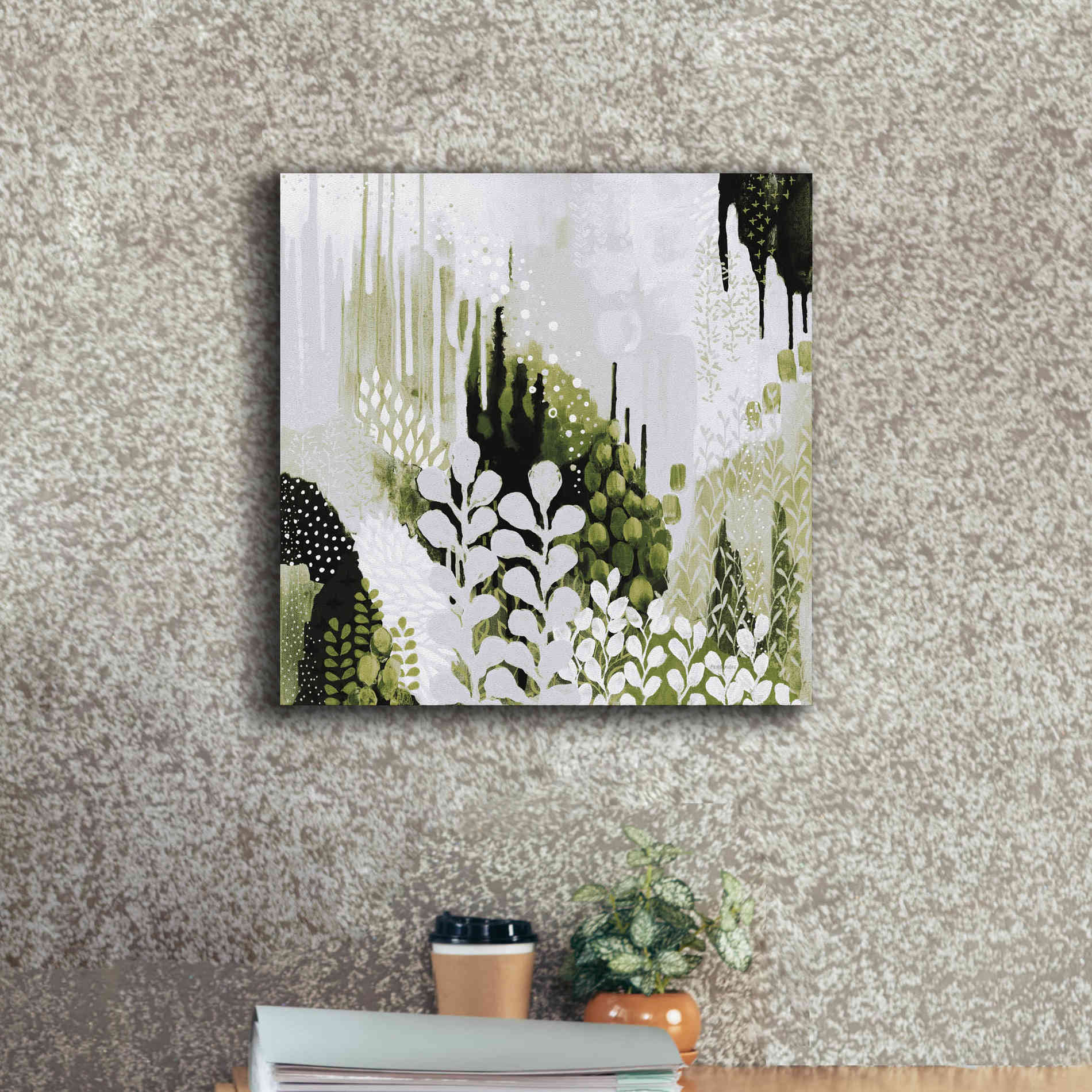 'BW Forest II with Green' by Kathy Ferguson, Canvas Wall Art,18 x 18