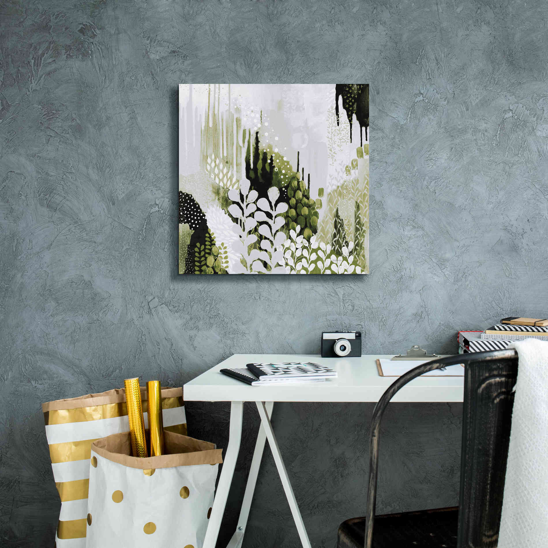 'BW Forest II with Green' by Kathy Ferguson, Canvas Wall Art,18 x 18