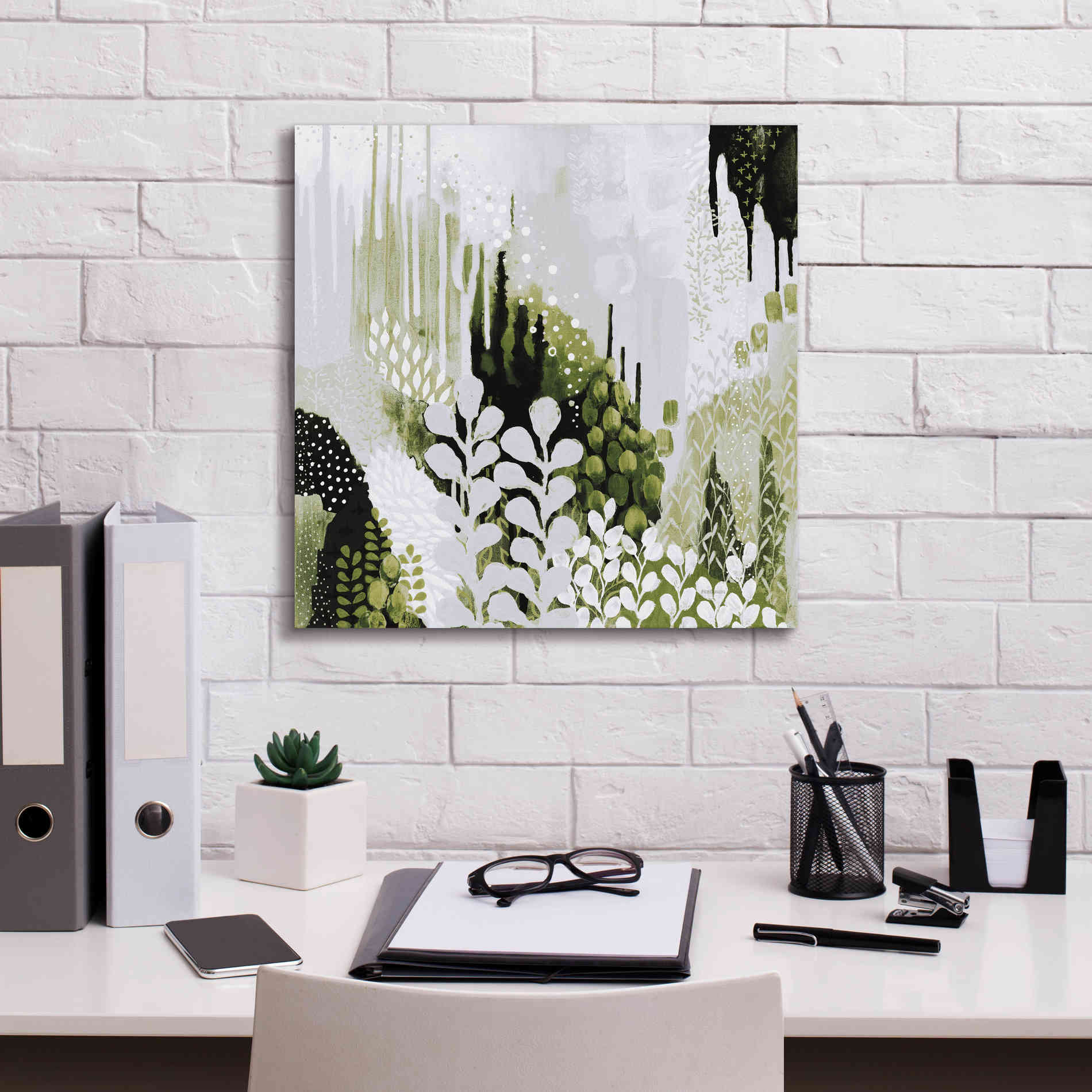 'BW Forest II with Green' by Kathy Ferguson, Canvas Wall Art,18 x 18