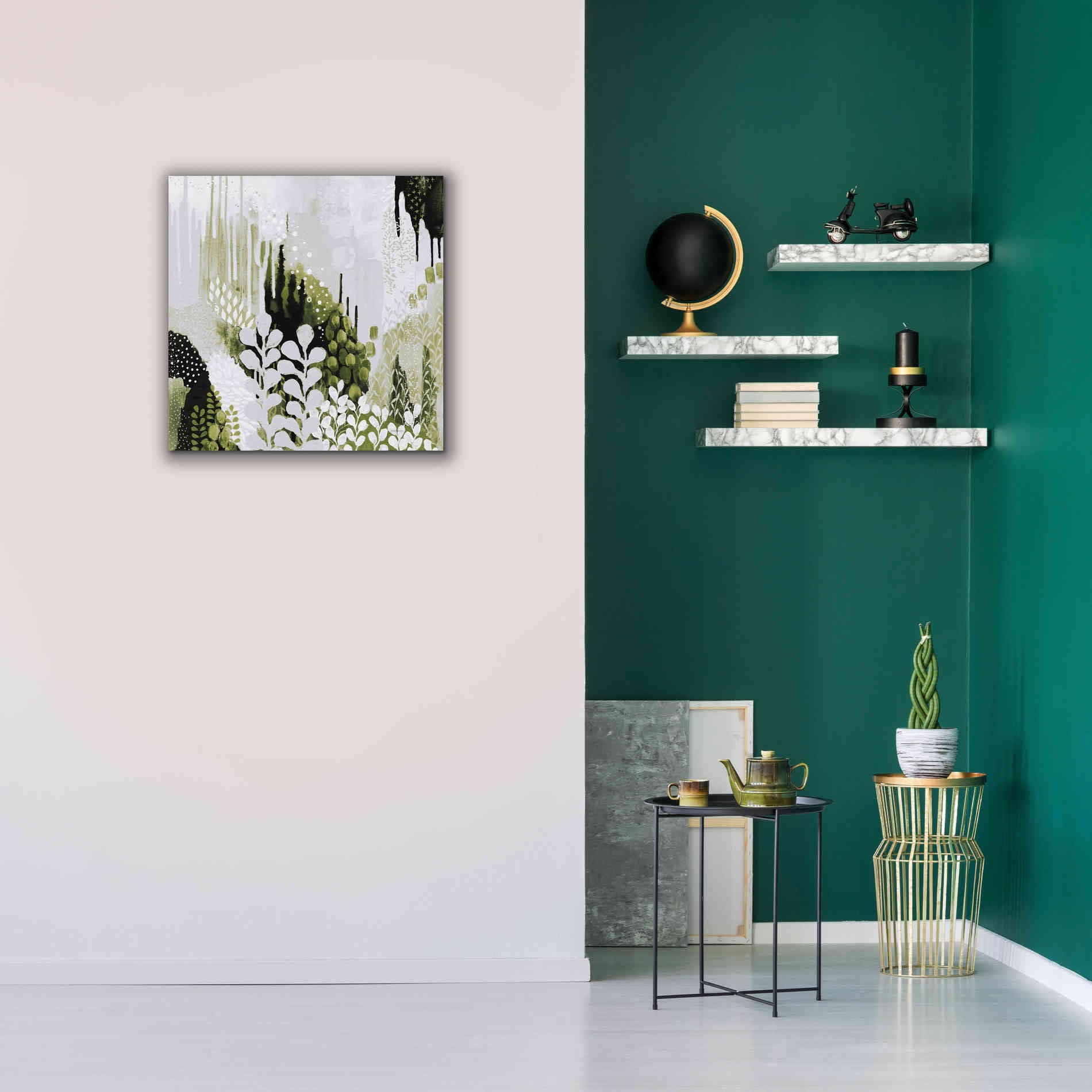 'BW Forest II with Green' by Kathy Ferguson, Canvas Wall Art,26 x 26