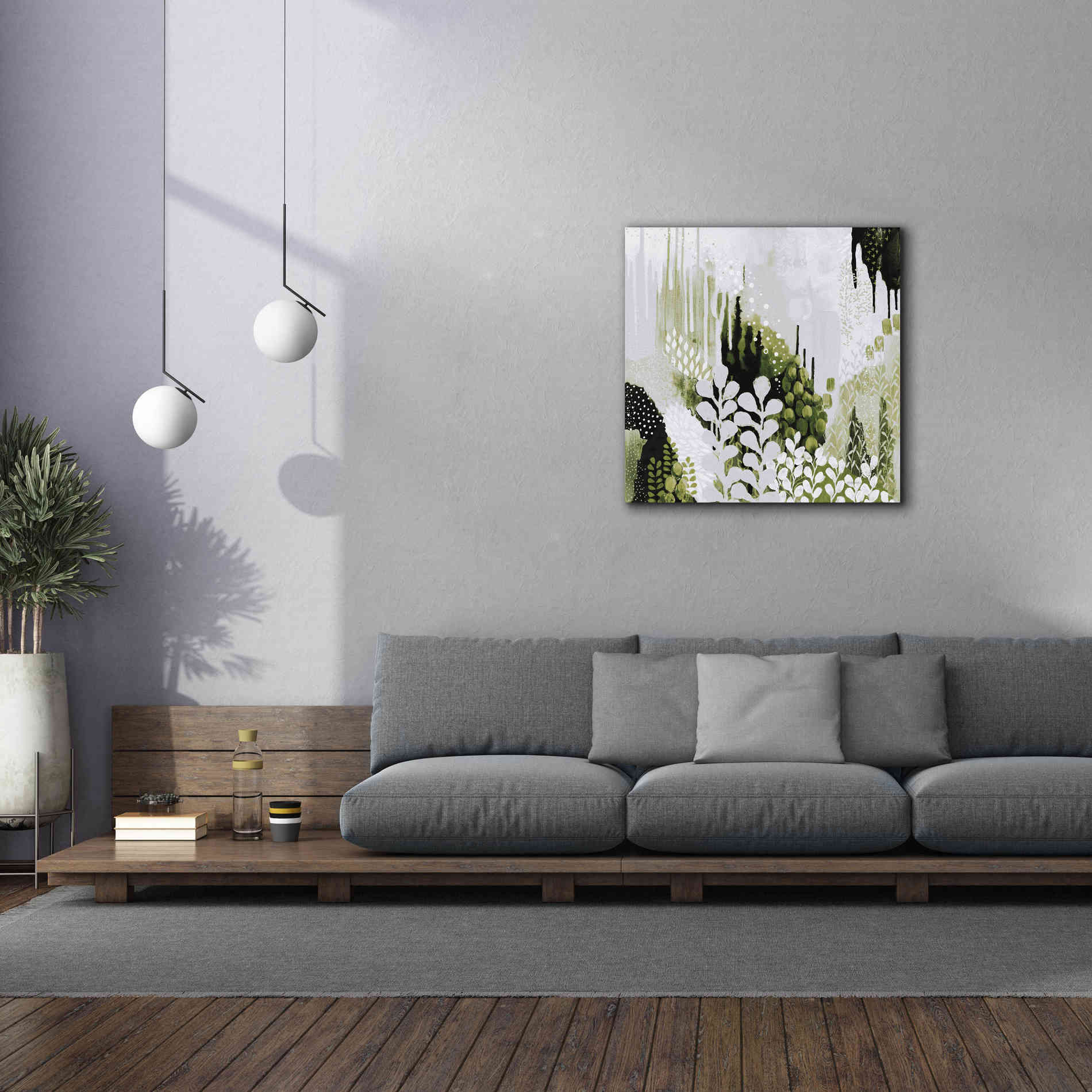 'BW Forest II with Green' by Kathy Ferguson, Canvas Wall Art,37 x 37