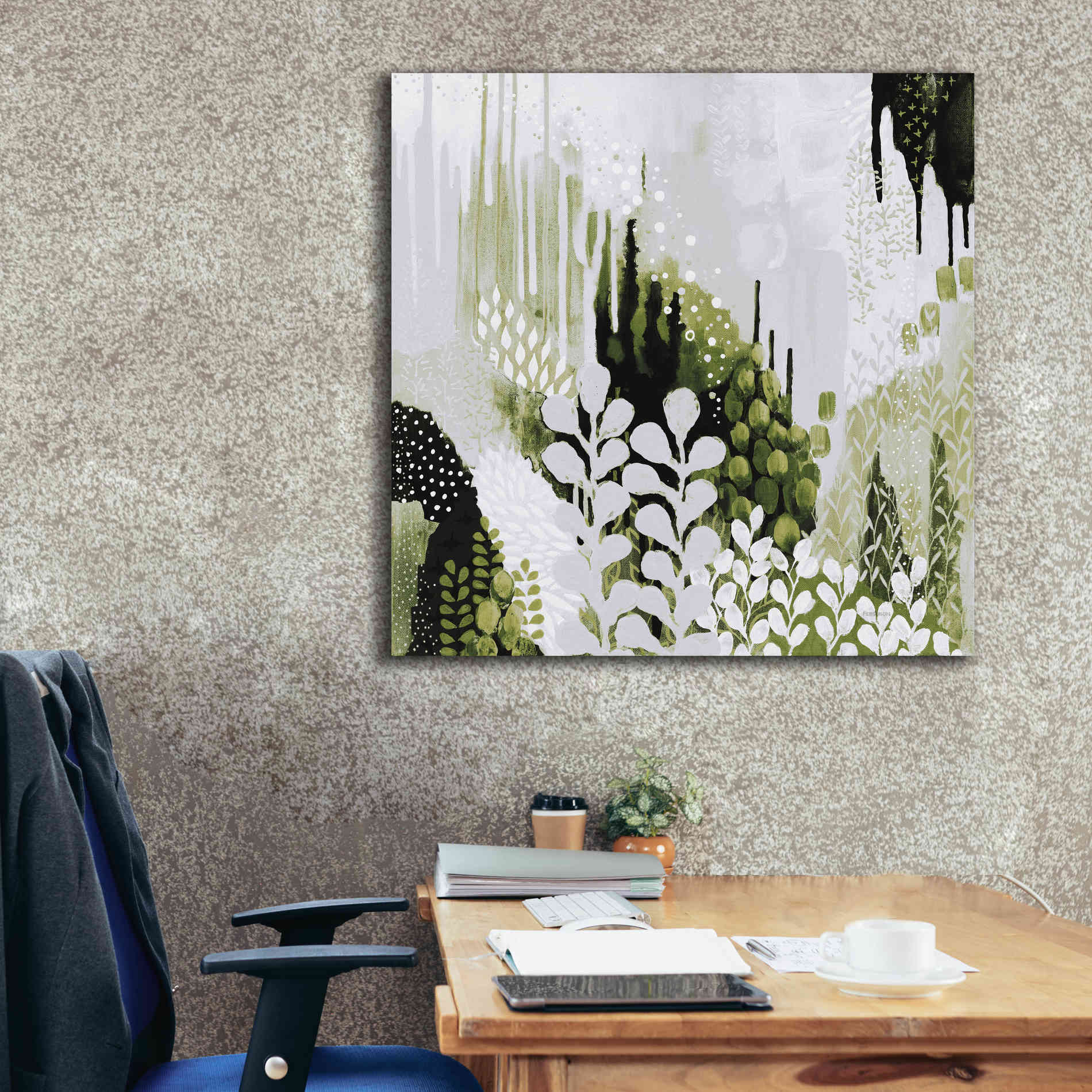 'BW Forest II with Green' by Kathy Ferguson, Canvas Wall Art,37 x 37