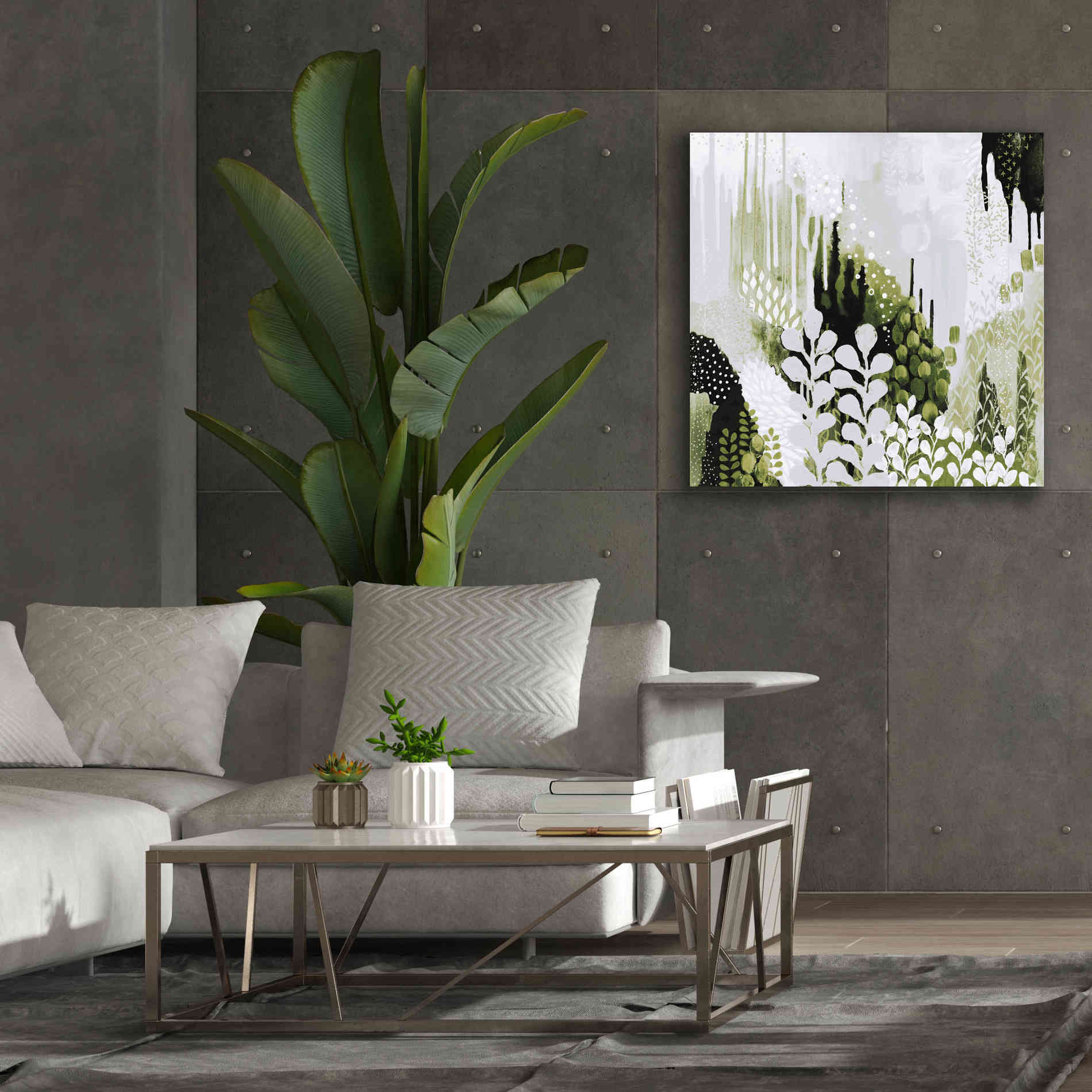 'BW Forest II with Green' by Kathy Ferguson, Canvas Wall Art,37 x 37