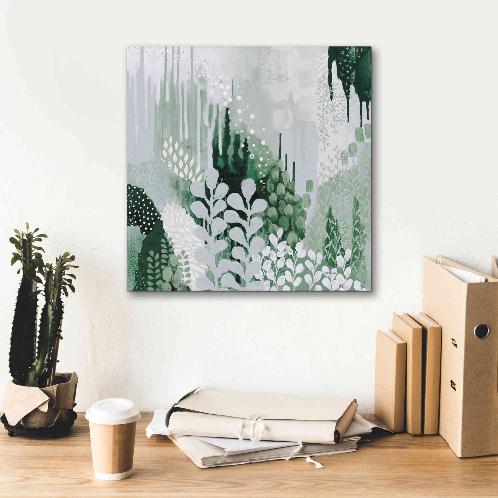 'Light Green Forest II' by Kathy Ferguson, Canvas Wall Art,18 x 18