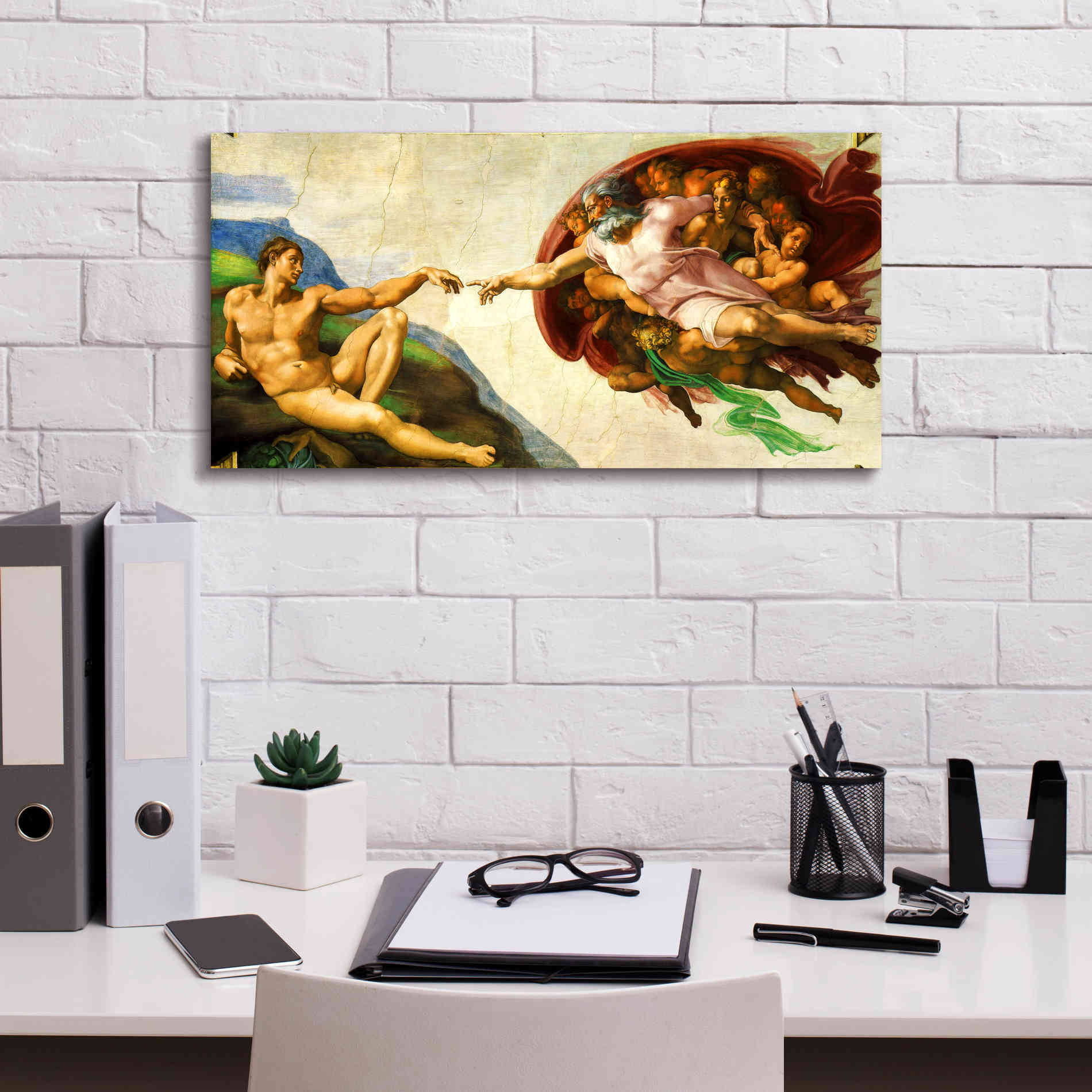'The Creation of Adam' by Michelangelo,  Canvas Wall Art,24 x 12