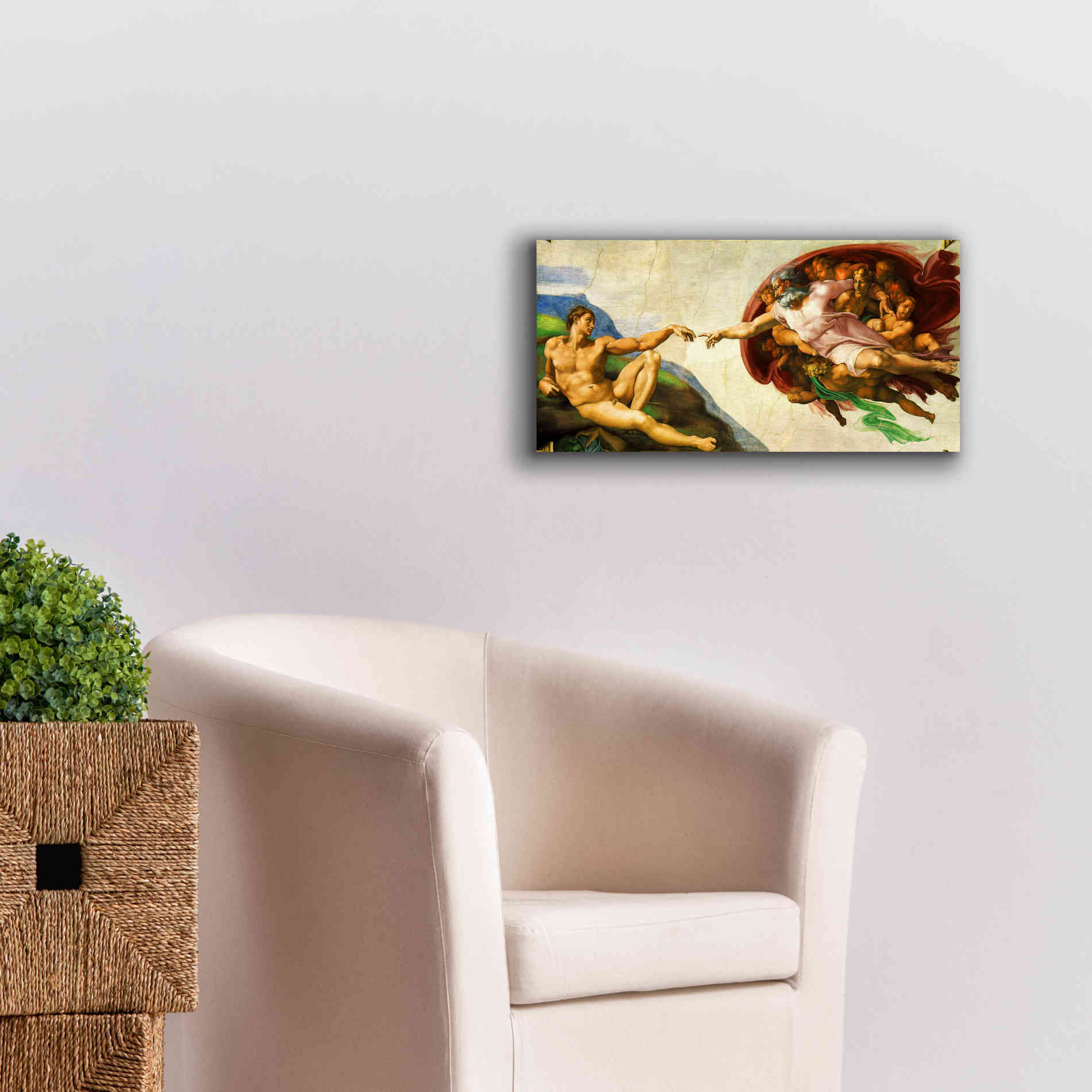 'The Creation of Adam' by Michelangelo,  Canvas Wall Art,24 x 12