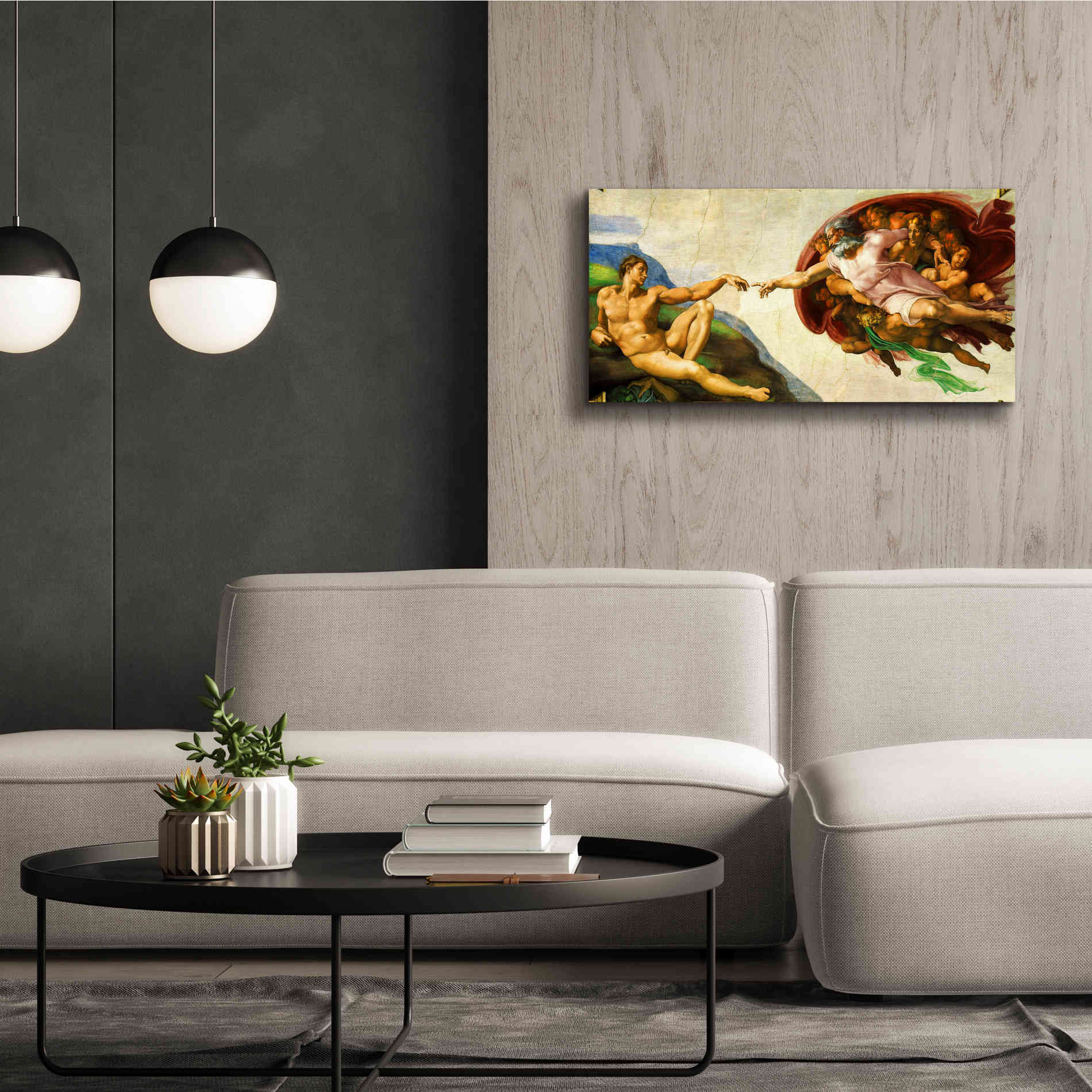 'The Creation of Adam' by Michelangelo,  Canvas Wall Art,40 x 20