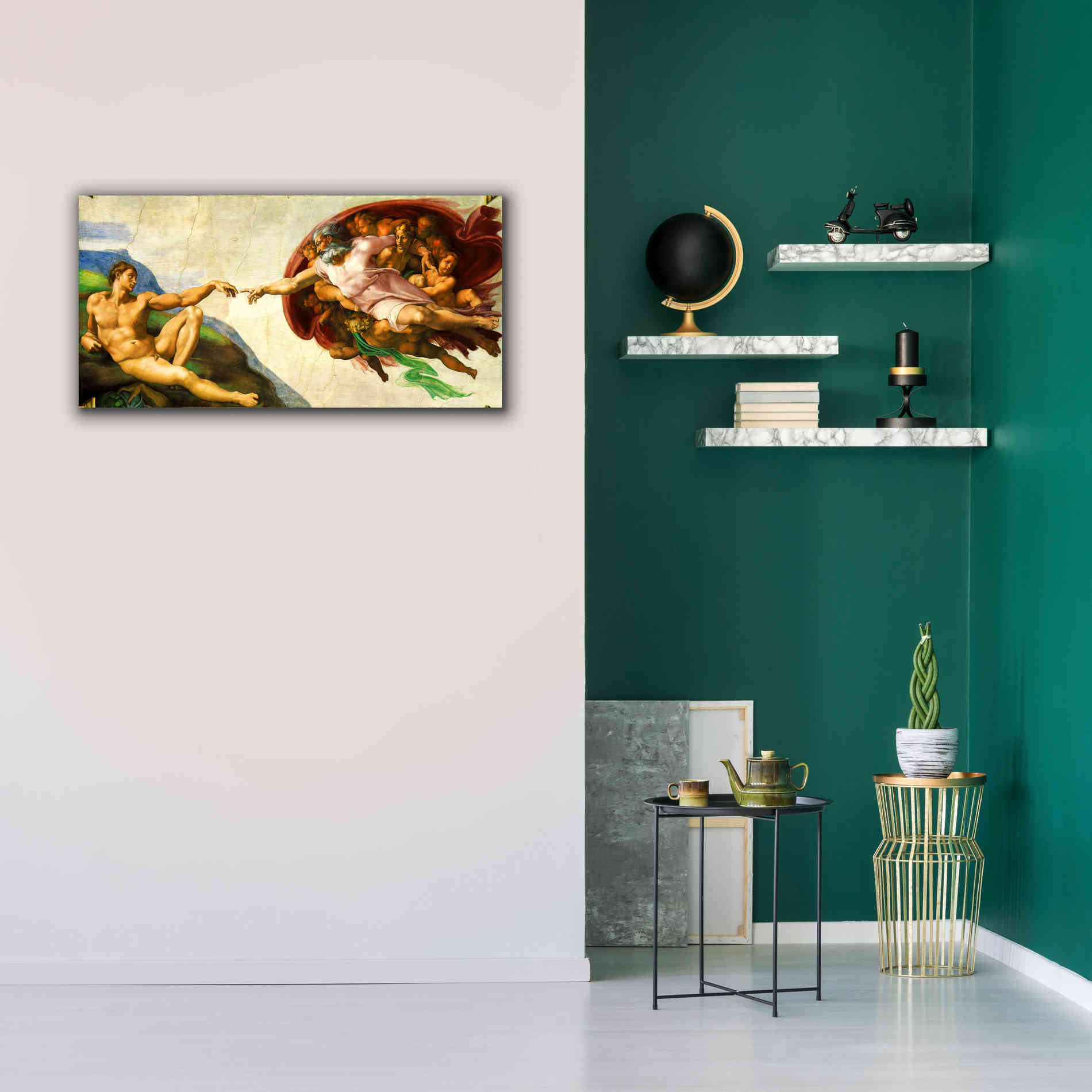 'The Creation of Adam' by Michelangelo,  Canvas Wall Art,40 x 20
