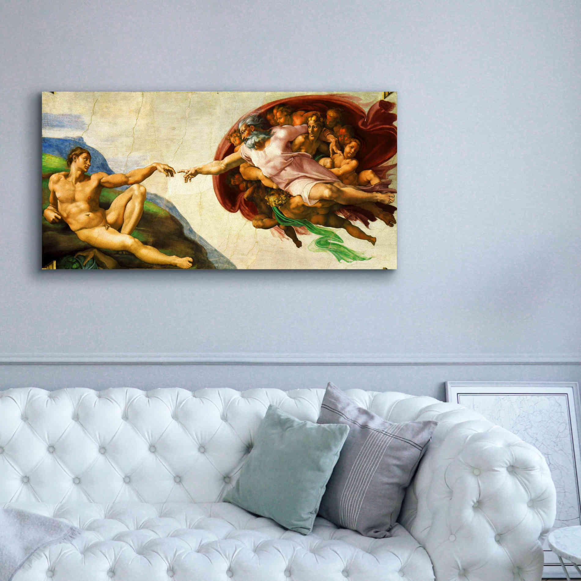 'The Creation of Adam' by Michelangelo,  Canvas Wall Art,60 x 30