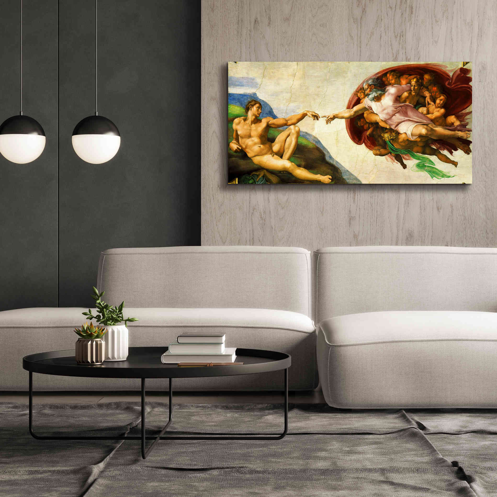 'The Creation of Adam' by Michelangelo,  Canvas Wall Art,60 x 30