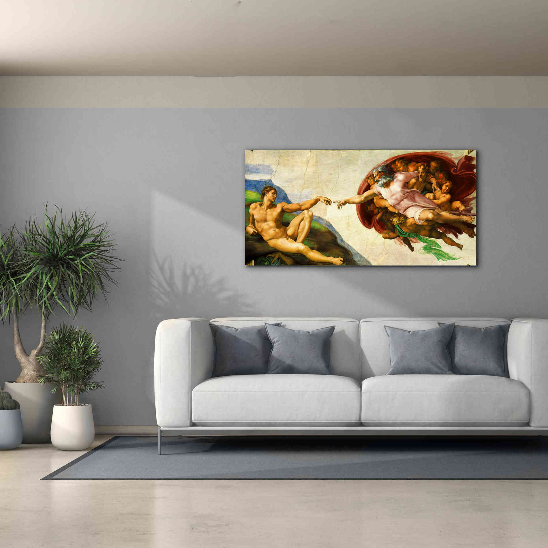 'The Creation of Adam' by Michelangelo,  Canvas Wall Art,60 x 30