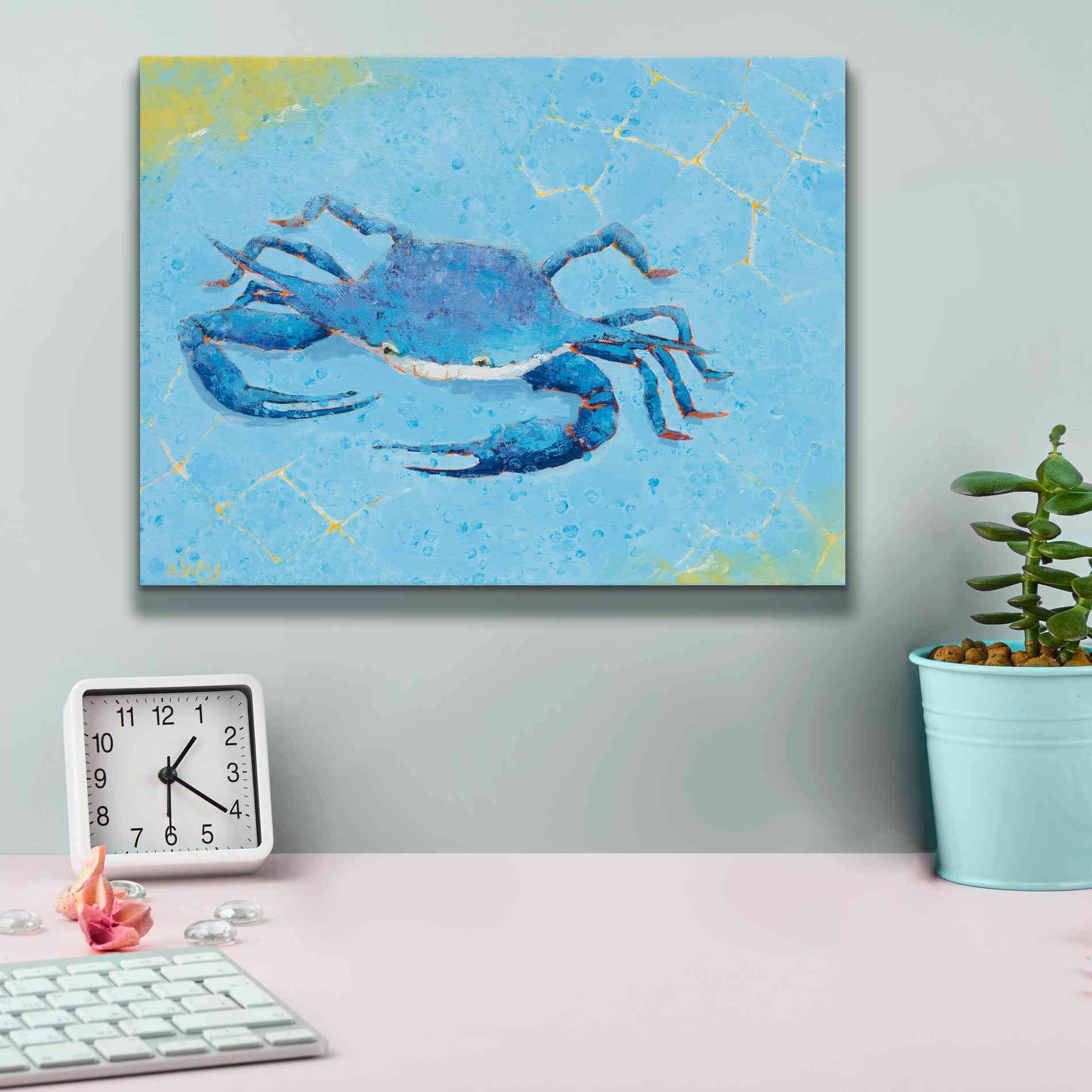 'Blue Crab V' by Phyllis Adams, Canvas Wall Art,16 x 12