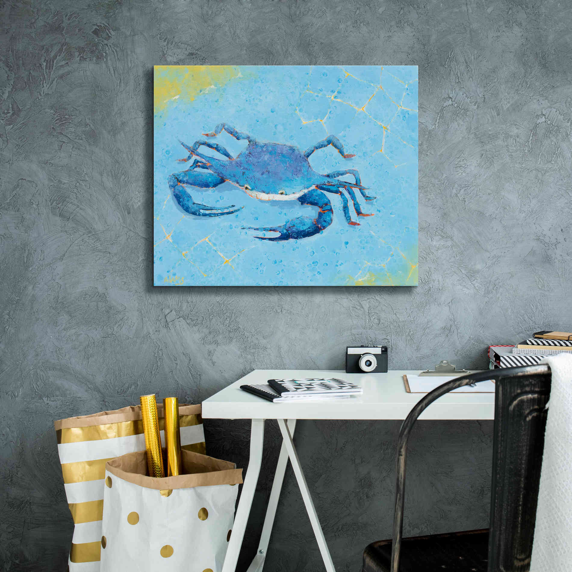'Blue Crab V' by Phyllis Adams, Canvas Wall Art,24 x 20