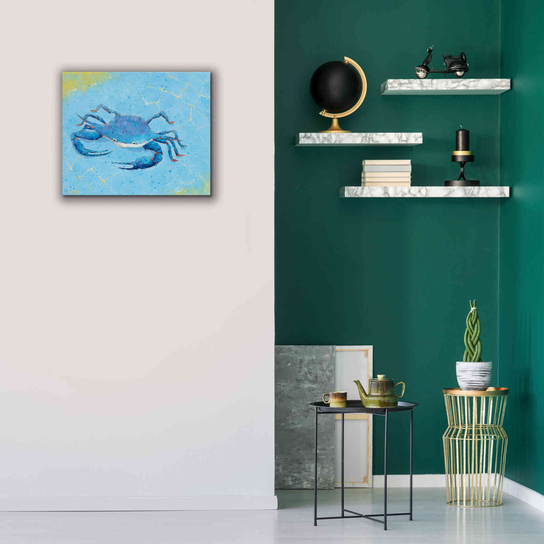 'Blue Crab V' by Phyllis Adams, Canvas Wall Art,24 x 20