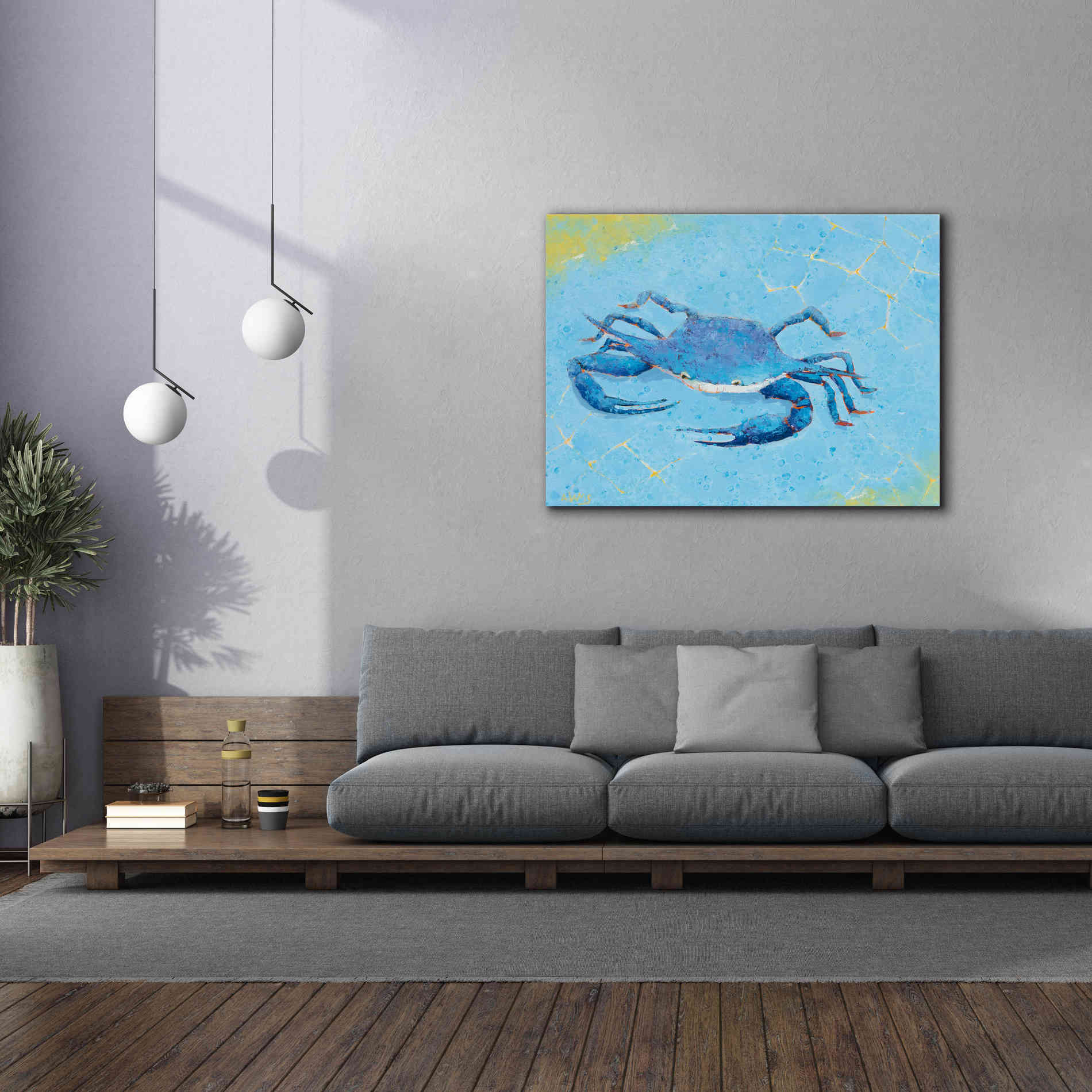 'Blue Crab V' by Phyllis Adams, Canvas Wall Art,54 x 40