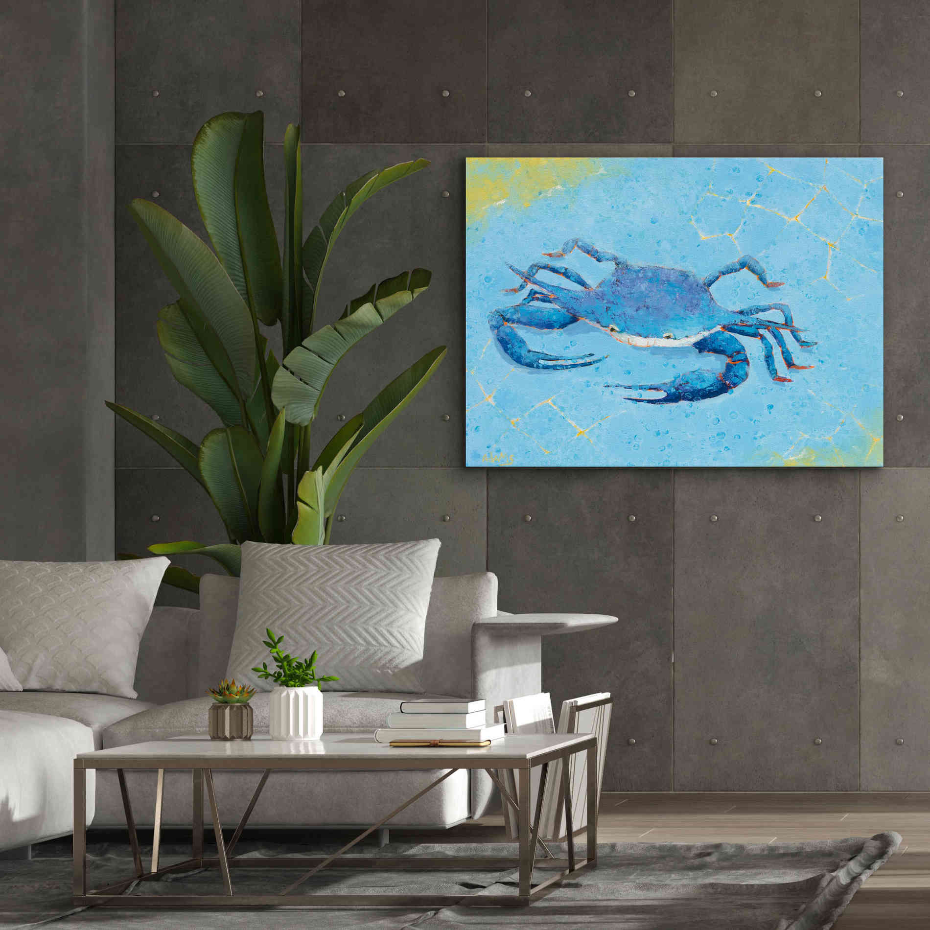 'Blue Crab V' by Phyllis Adams, Canvas Wall Art,54 x 40