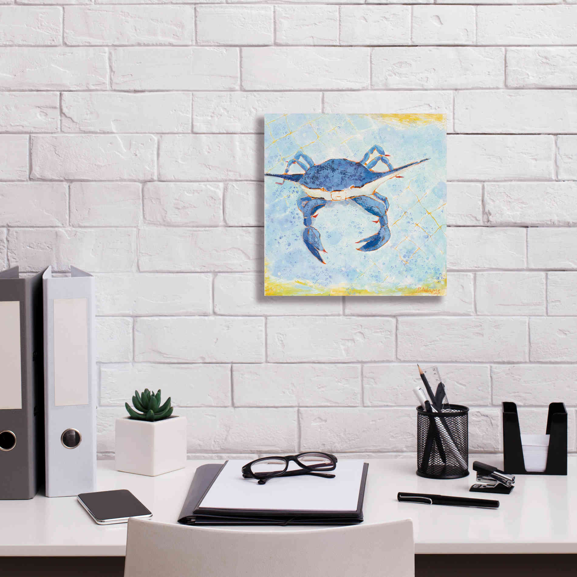 'Blue Crab VI' by Phyllis Adams, Canvas Wall Art,12 x 12