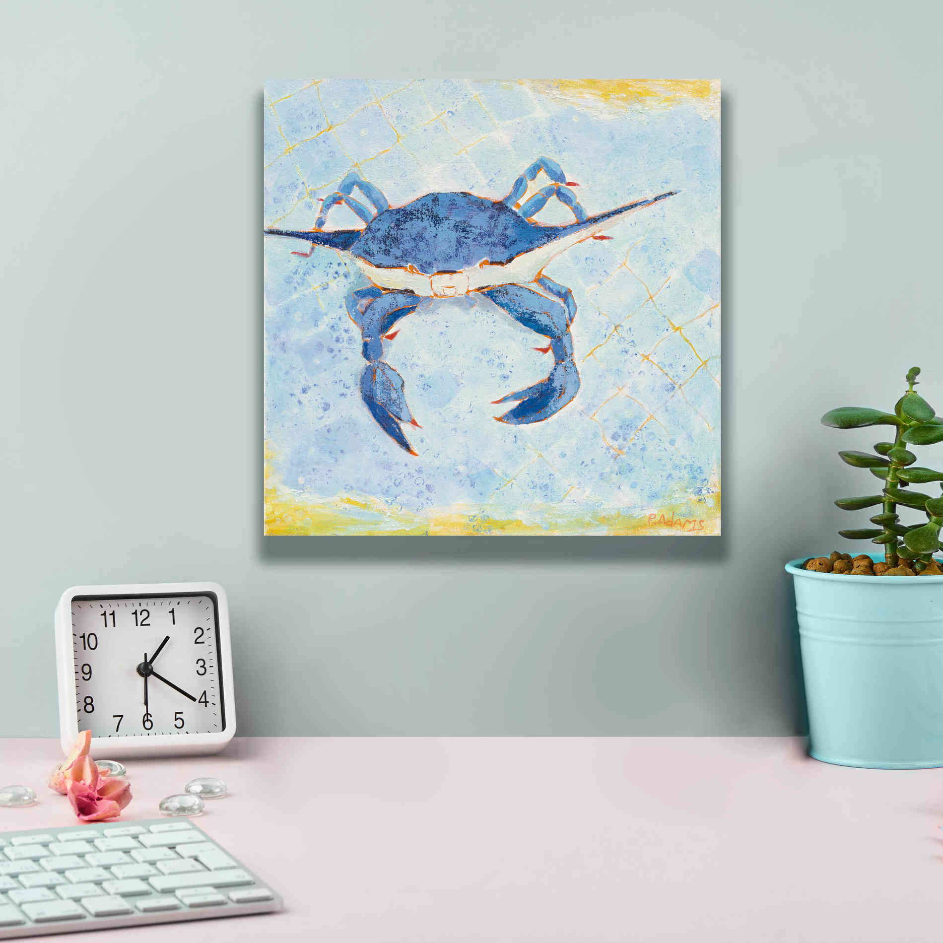 'Blue Crab VI' by Phyllis Adams, Canvas Wall Art,12 x 12