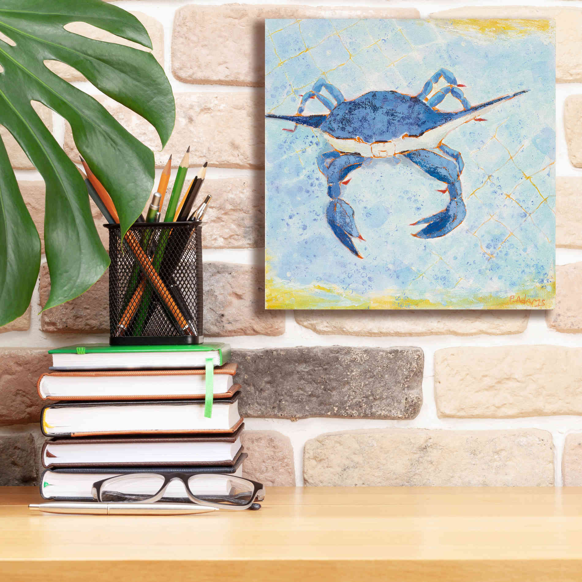 'Blue Crab VI' by Phyllis Adams, Canvas Wall Art,12 x 12