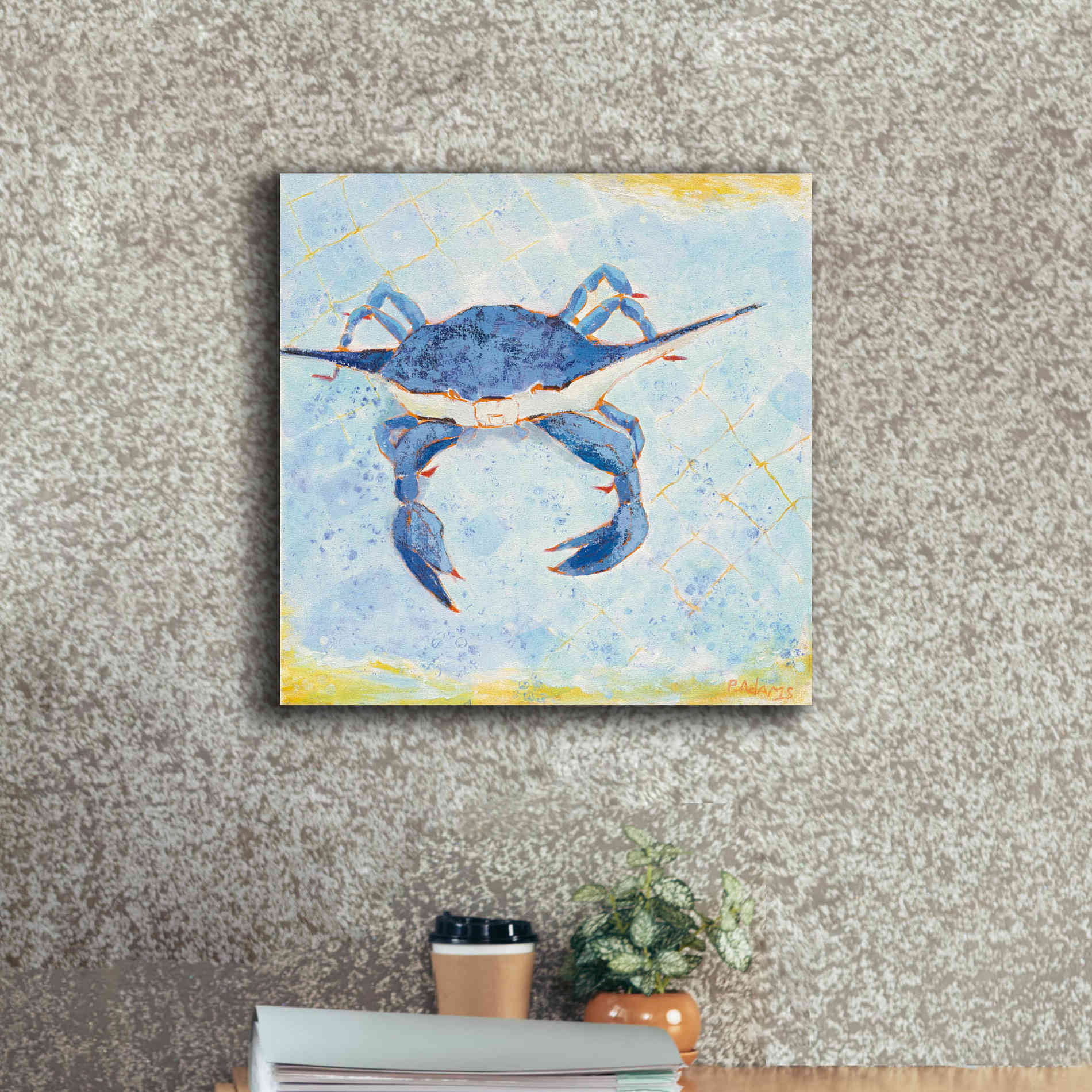 'Blue Crab VI' by Phyllis Adams, Canvas Wall Art,18 x 18