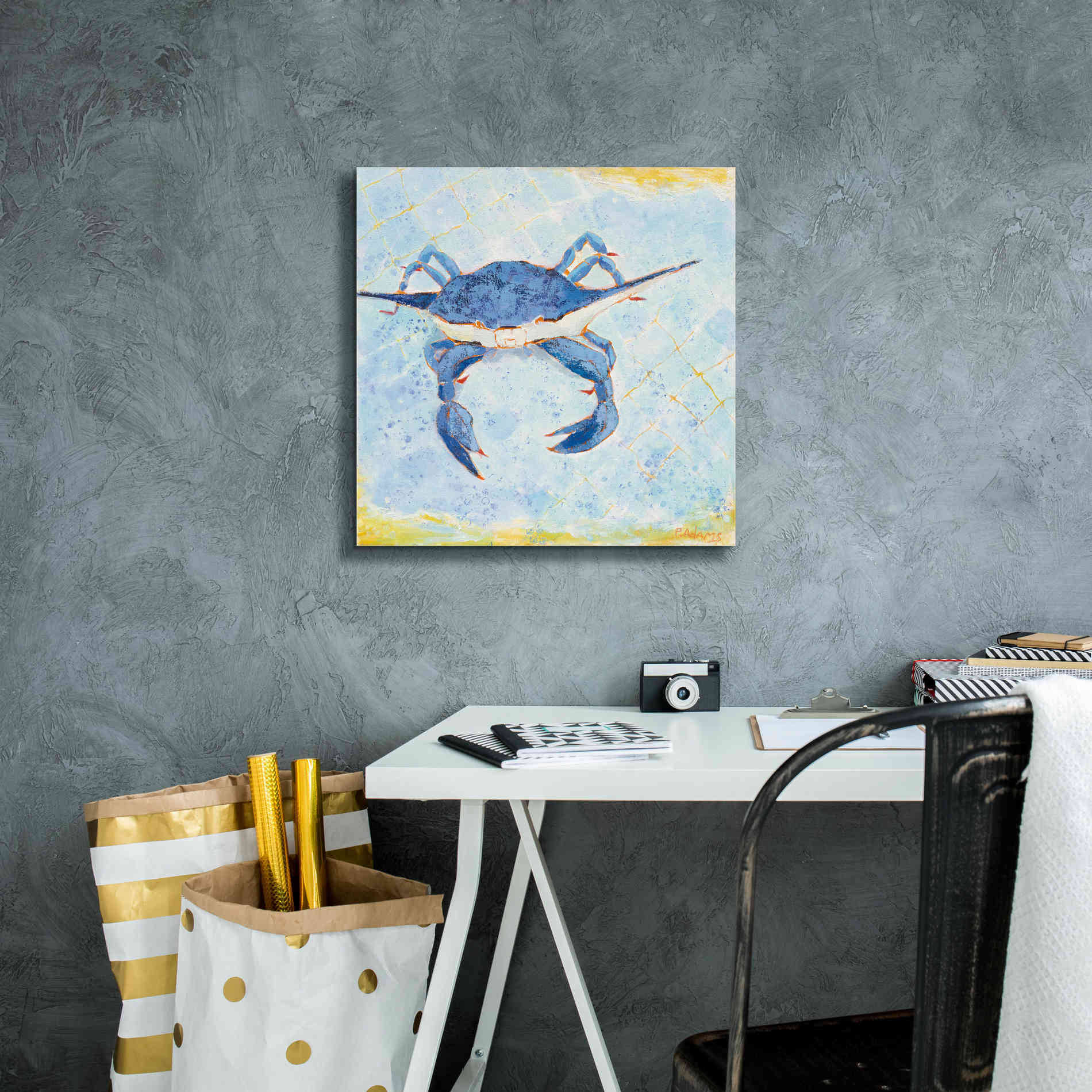 'Blue Crab VI' by Phyllis Adams, Canvas Wall Art,18 x 18