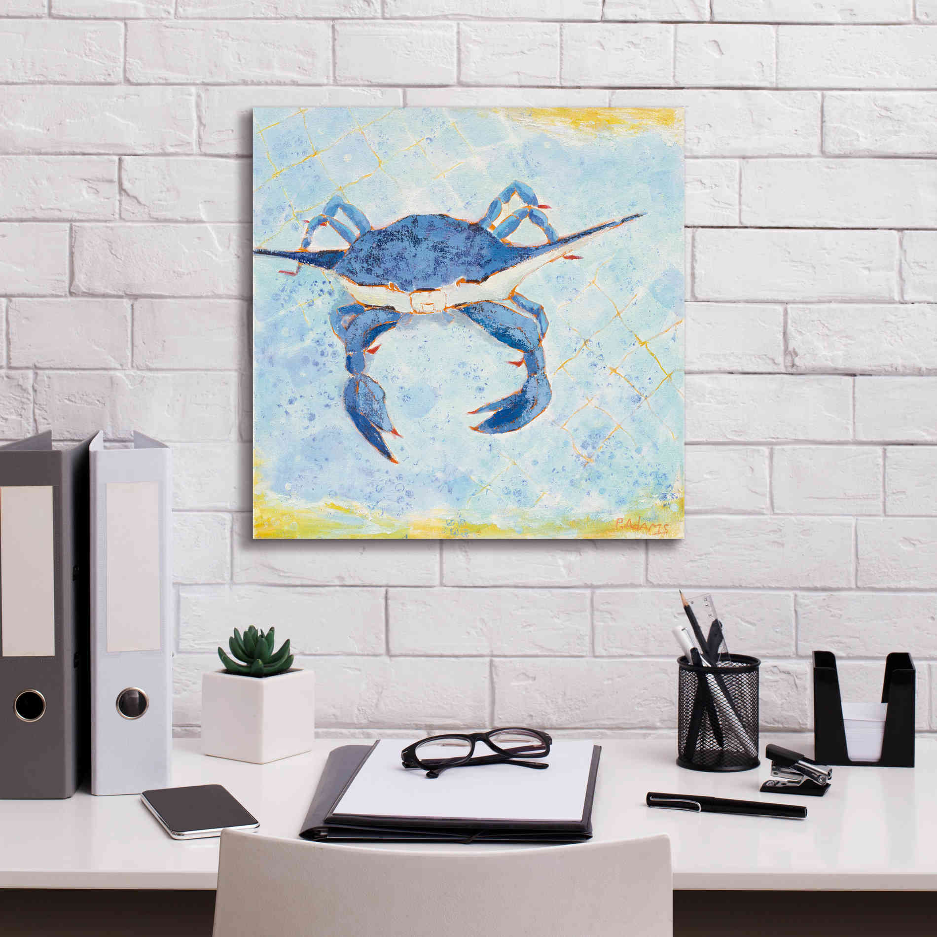 'Blue Crab VI' by Phyllis Adams, Canvas Wall Art,18 x 18