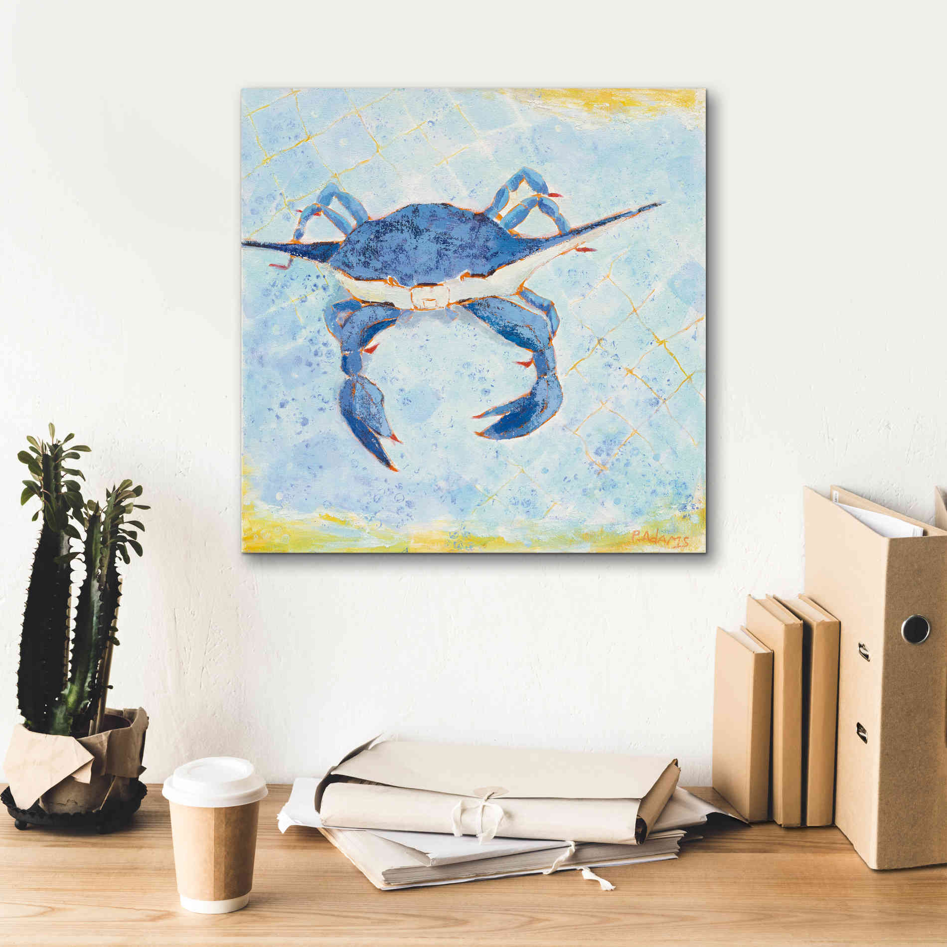 'Blue Crab VI' by Phyllis Adams, Canvas Wall Art,18 x 18