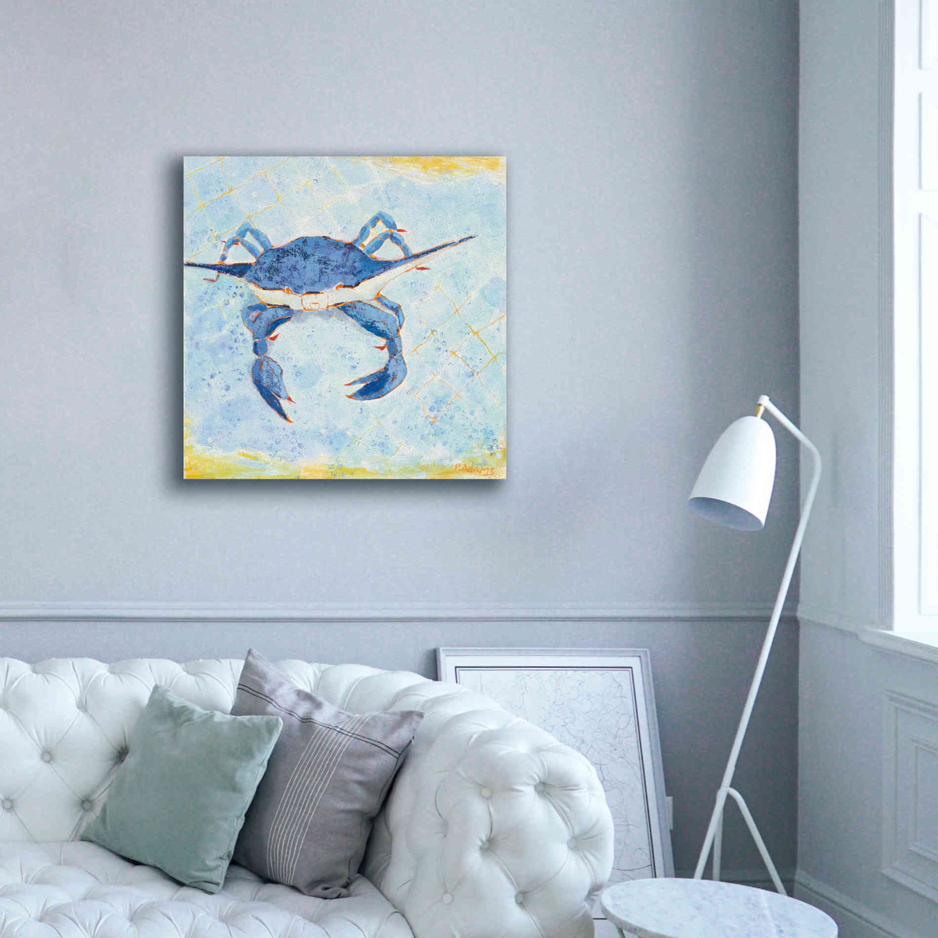 'Blue Crab VI' by Phyllis Adams, Canvas Wall Art,37 x 37