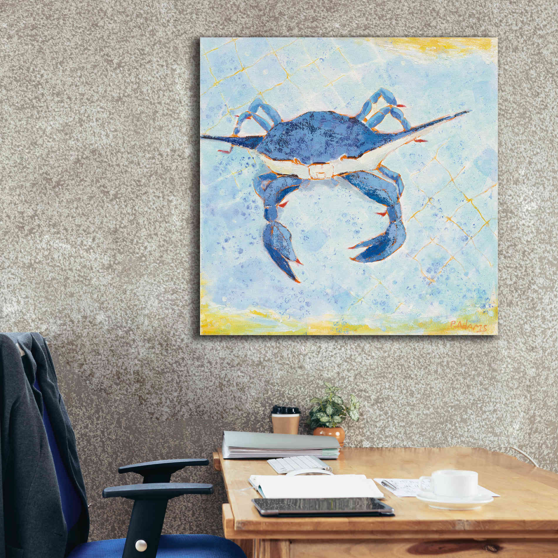 'Blue Crab VI' by Phyllis Adams, Canvas Wall Art,37 x 37