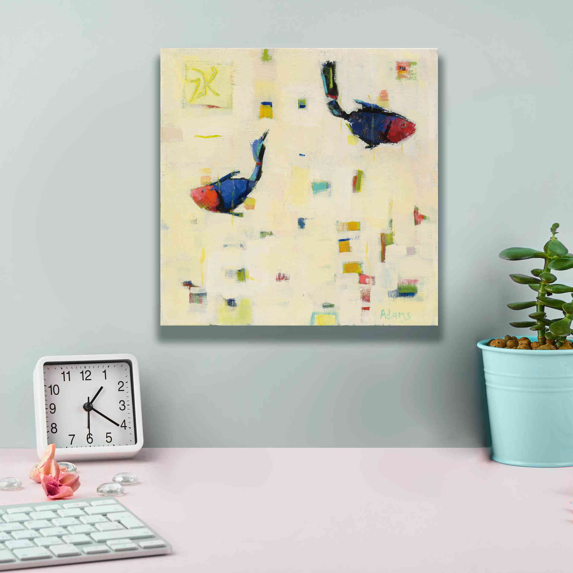 'One Fish Two Fish' by Phyllis Adams, Canvas Wall Art,12 x 12