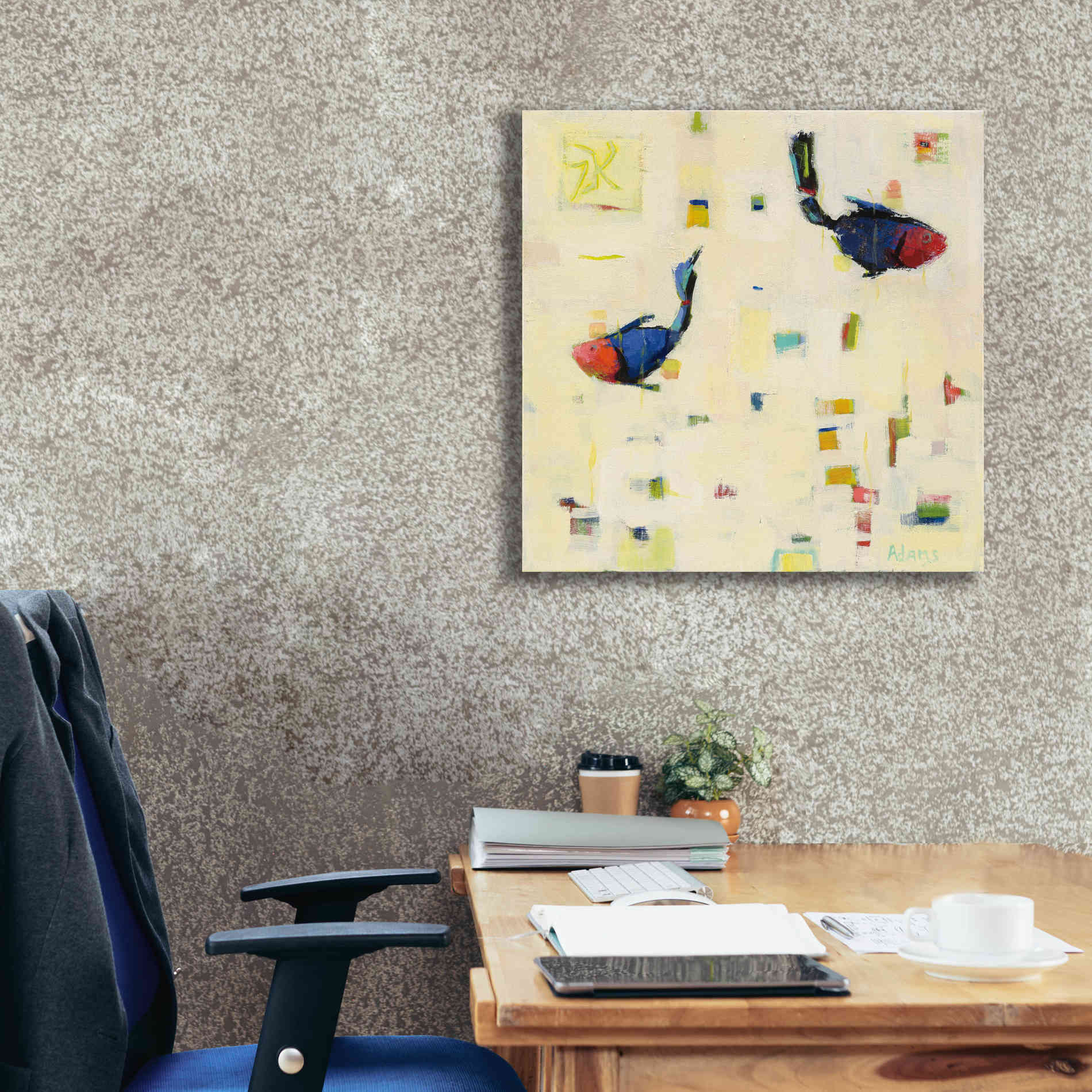 'One Fish Two Fish' by Phyllis Adams, Canvas Wall Art,26 x 26