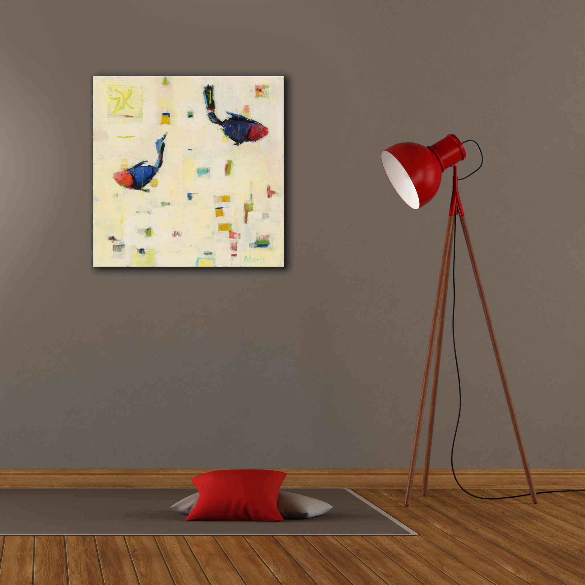 'One Fish Two Fish' by Phyllis Adams, Canvas Wall Art,26 x 26