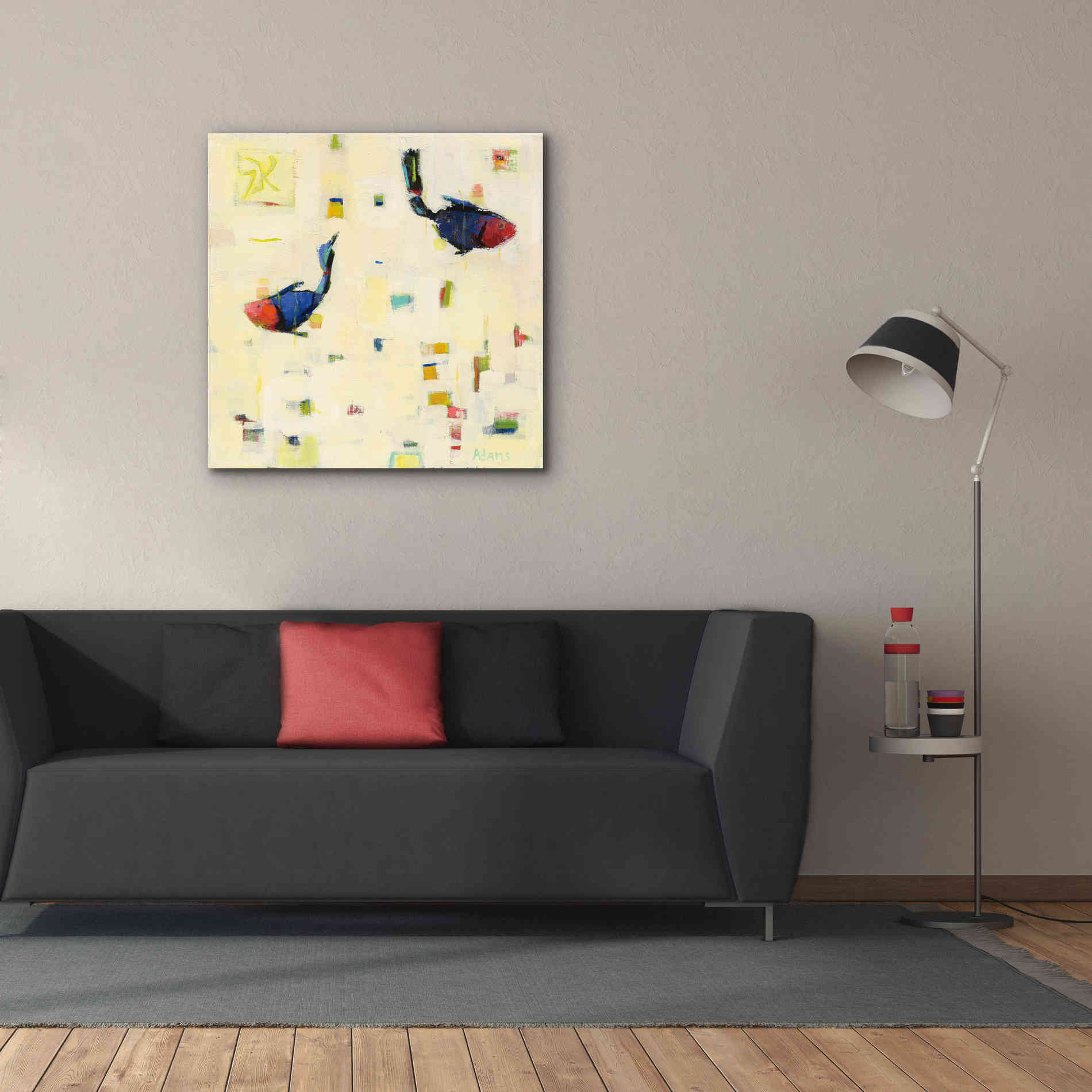 'One Fish Two Fish' by Phyllis Adams, Canvas Wall Art,37 x 37