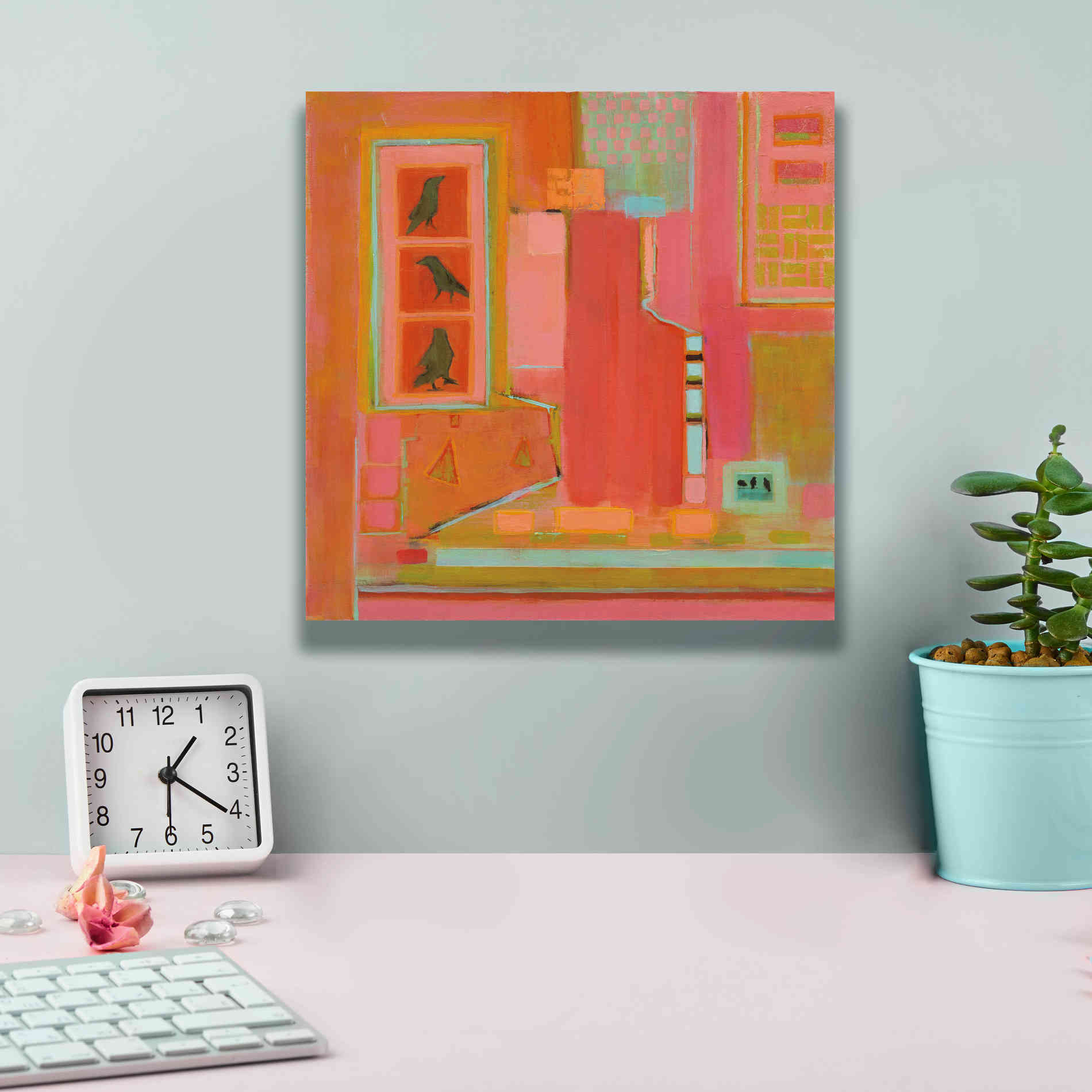 'Three Crows' by Phyllis Adams, Canvas Wall Art,12 x 12