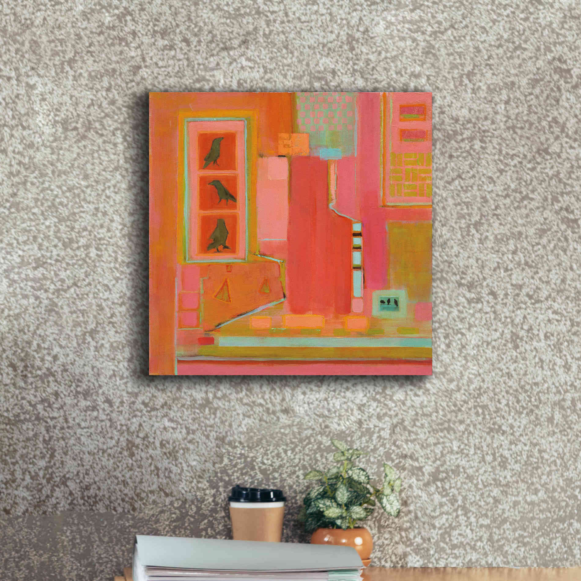 'Three Crows' by Phyllis Adams, Canvas Wall Art,18 x 18